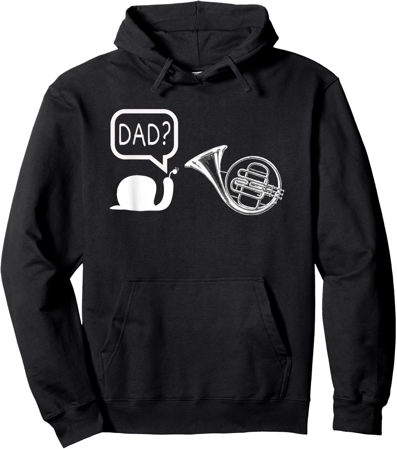 Funny French Horn Snail Dad Joke for Music Player Father Hoodie - Hoodie | Black