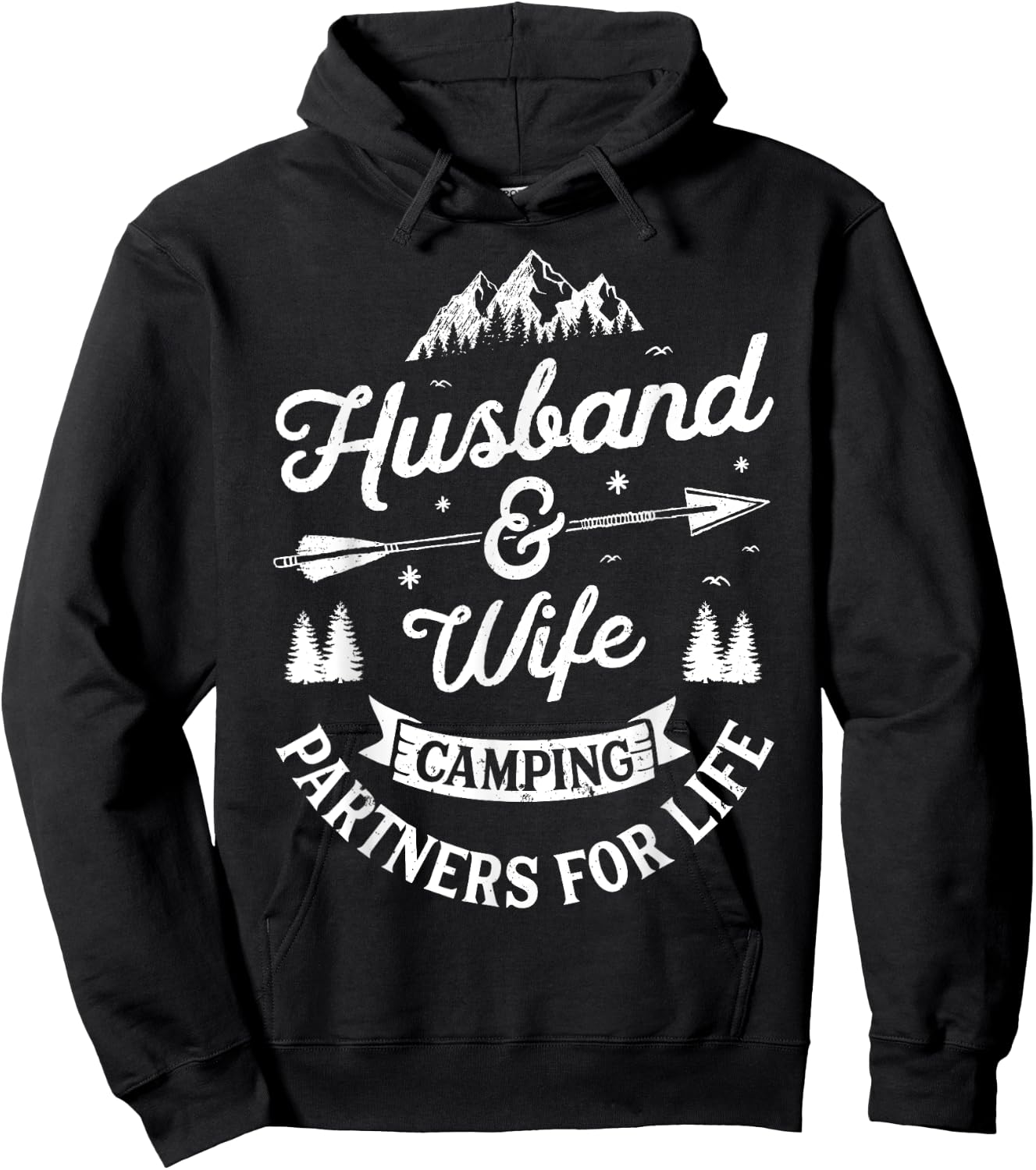 Husband and Wife Camping Partners For Life T shirt Men Women Hoodie - Hoodie | Black