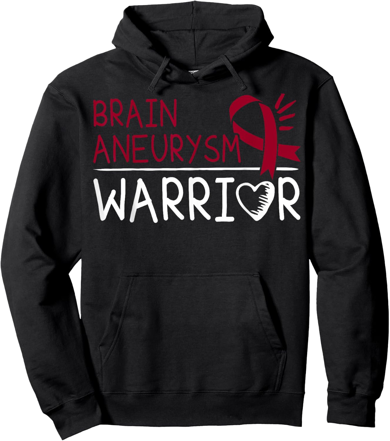 Brain Aneurysm Gift - Burgundy Awareness Ribbon Hoodie - Hoodie | Black