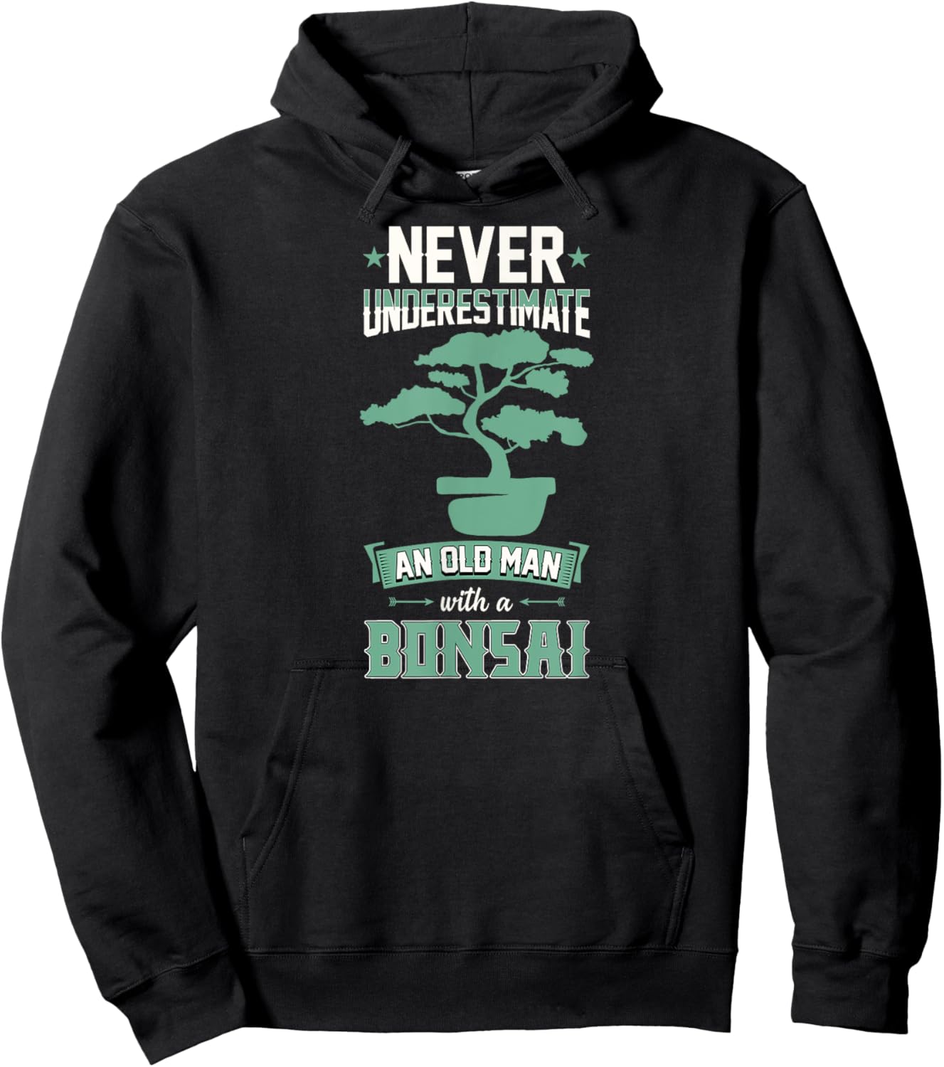 Never Underestimate An Old Man With A Bonsai Hoodie - Hoodie | Black