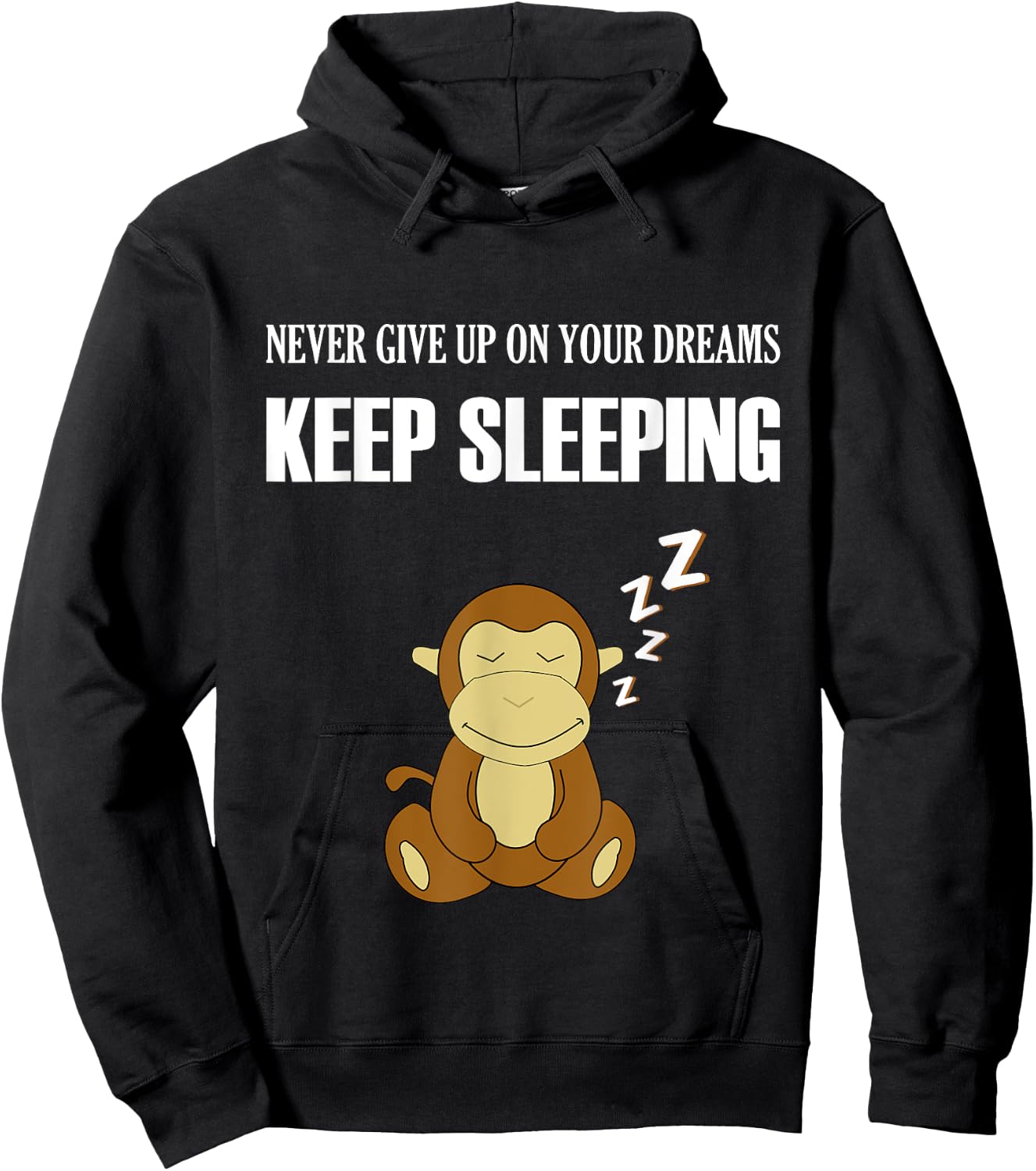 Monkey Shirt - Keep Sleeping - Humor - Funny Graphic Pyjama Hoodie - Hoodie | Black