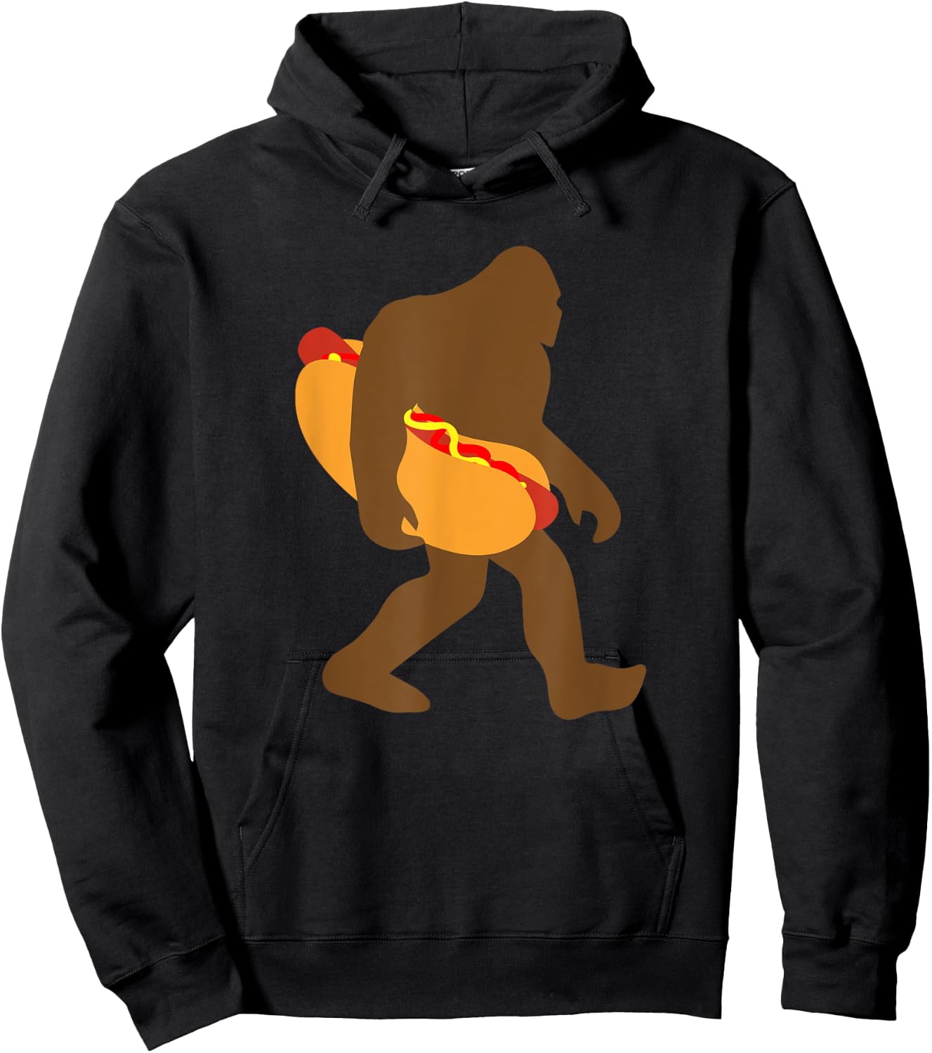 Funny Sasquatch Bigfoot Carrying Hotdog Women Hoodie - Hoodie | Black