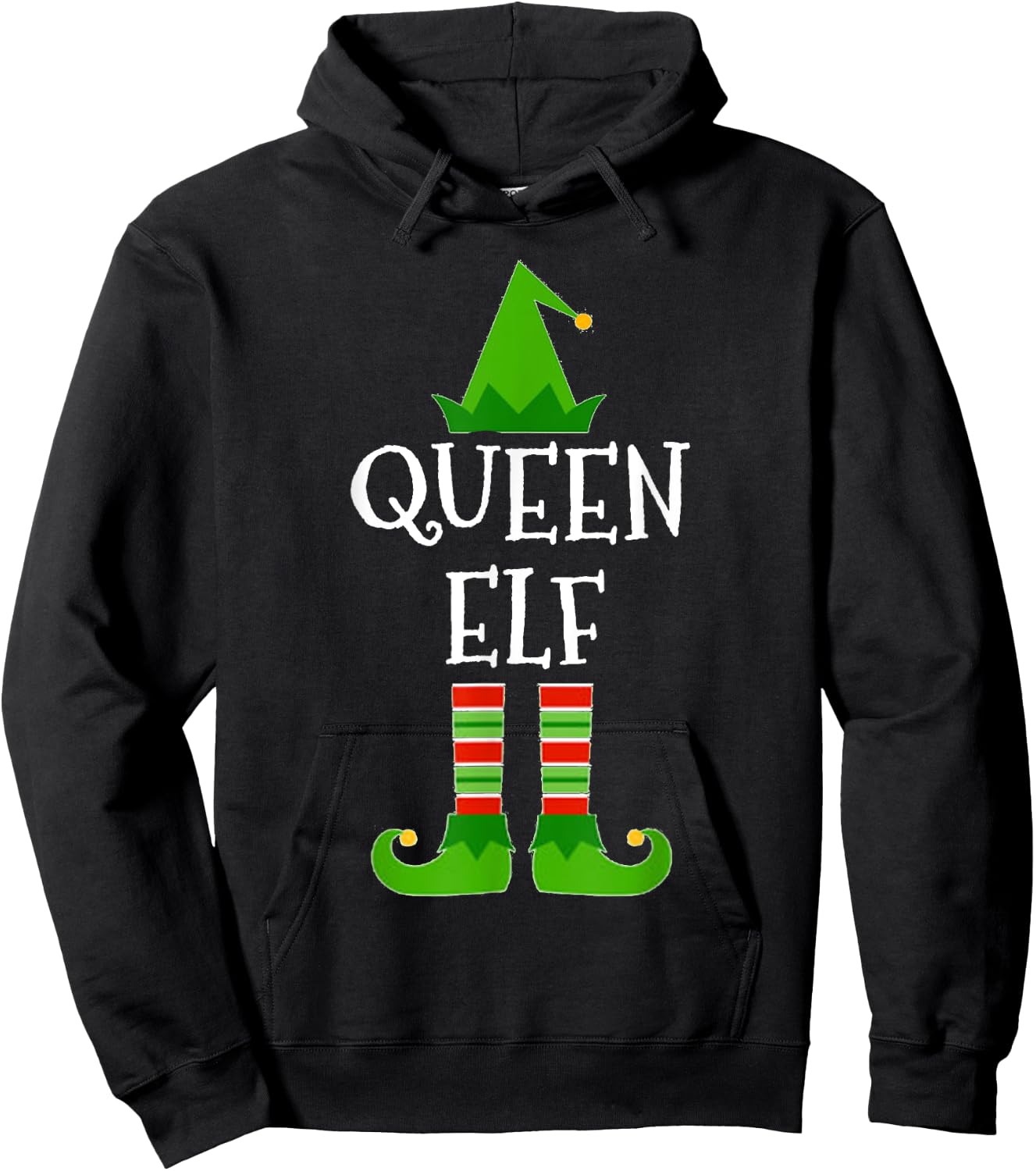 Queen Elf Matching Family Group Christmas T Shirt Hoodie - Hoodie | Black