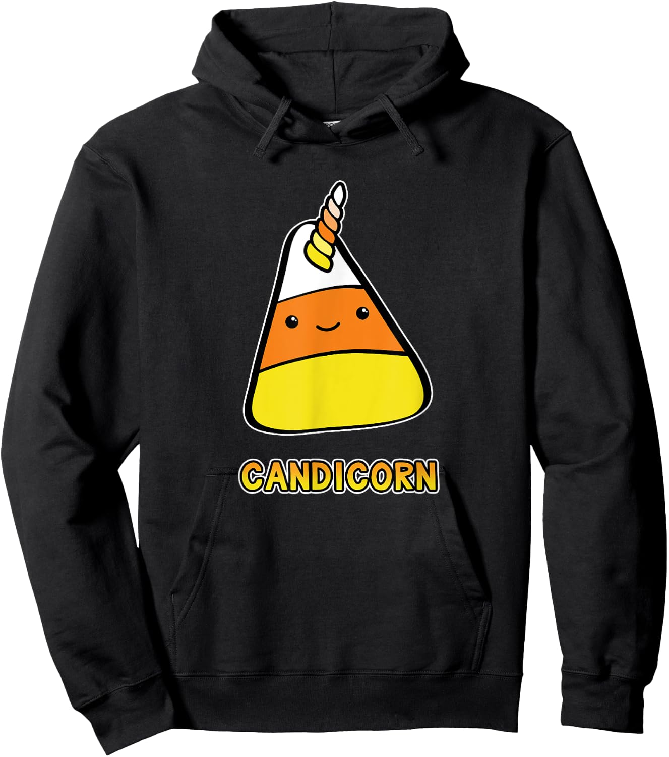 Candy Corn Kawaii Halloween Unicorn Pun Candicorn Hoodie - Hoodie | Black