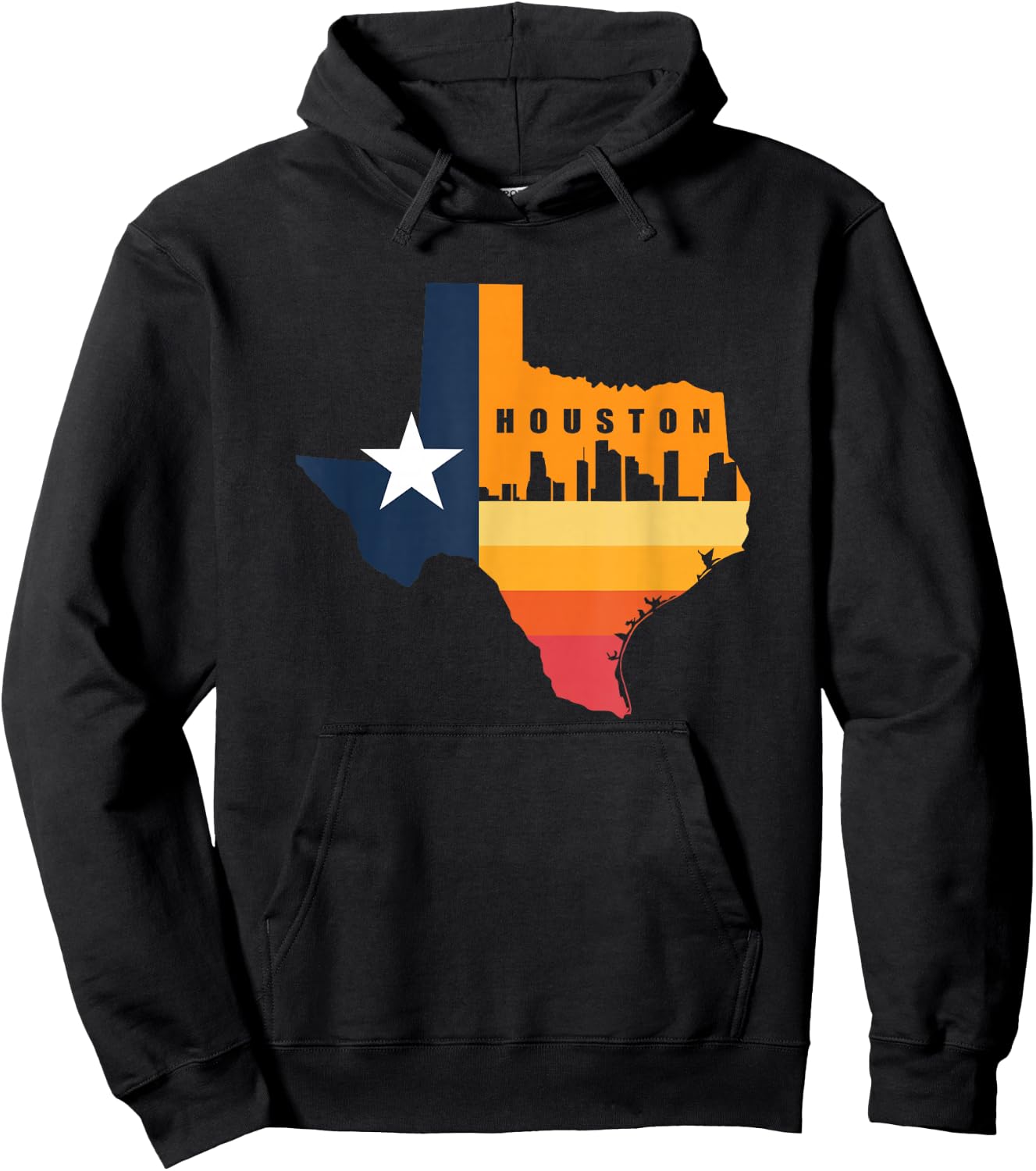 Houston City Texas Map for Patriotic Texan Hoodie - Hoodie | Black