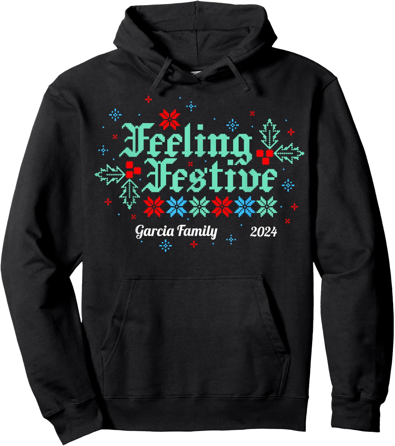 Custom Matching Family Christmas , Women and Kids - Personalize for your Family Hoodie - Hoodie | Black