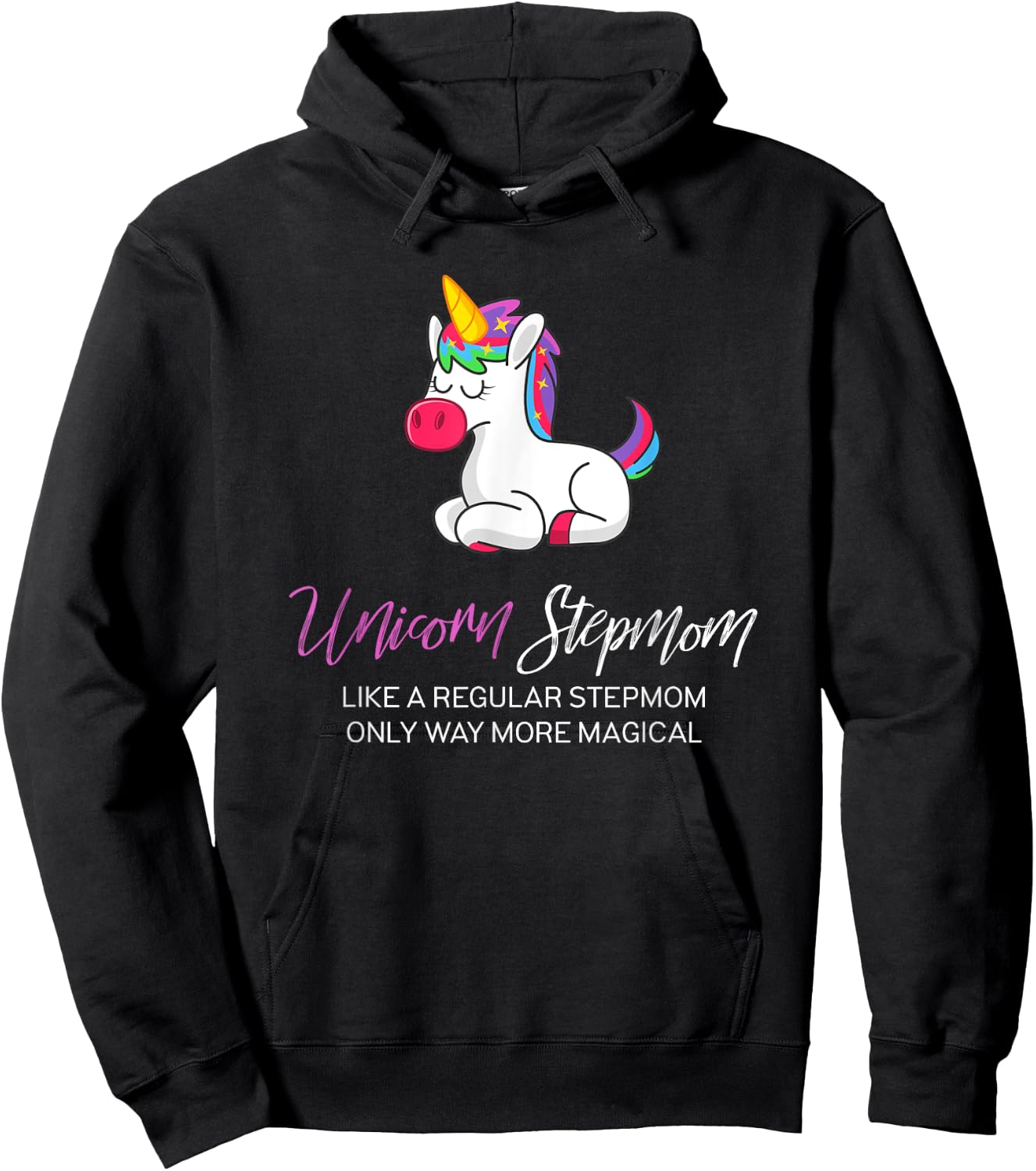 Unicorn StepMom Shirt, Step Mom of the Birthday Girl Shirt Hoodie - Hoodie | Black