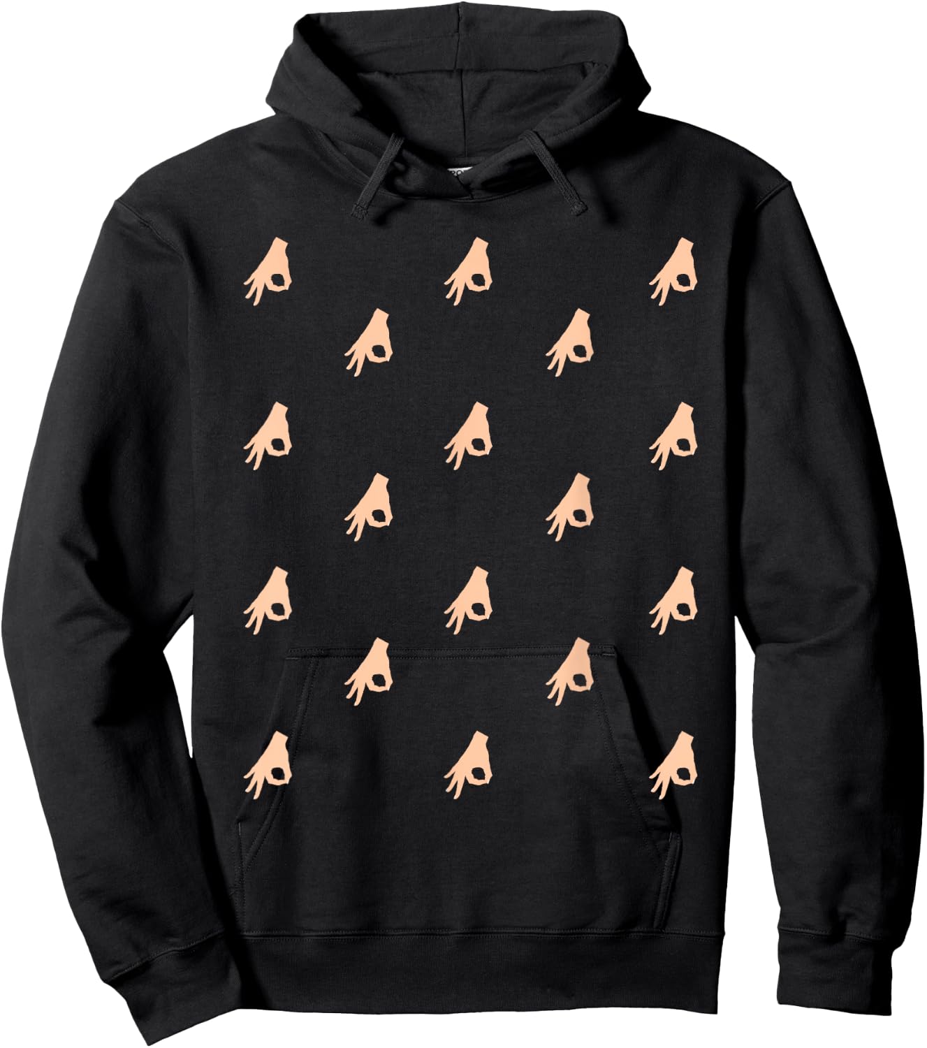Finger Circle Game Shirt Meme Hand OK Gotcha Pattern Hoodie - Hoodie | Black