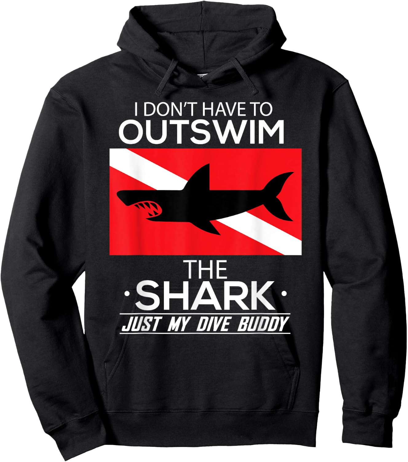 Out Swim My Dive Buddy Funny Shark Scuba Diving Diver Hoodie - Hoodie | Black