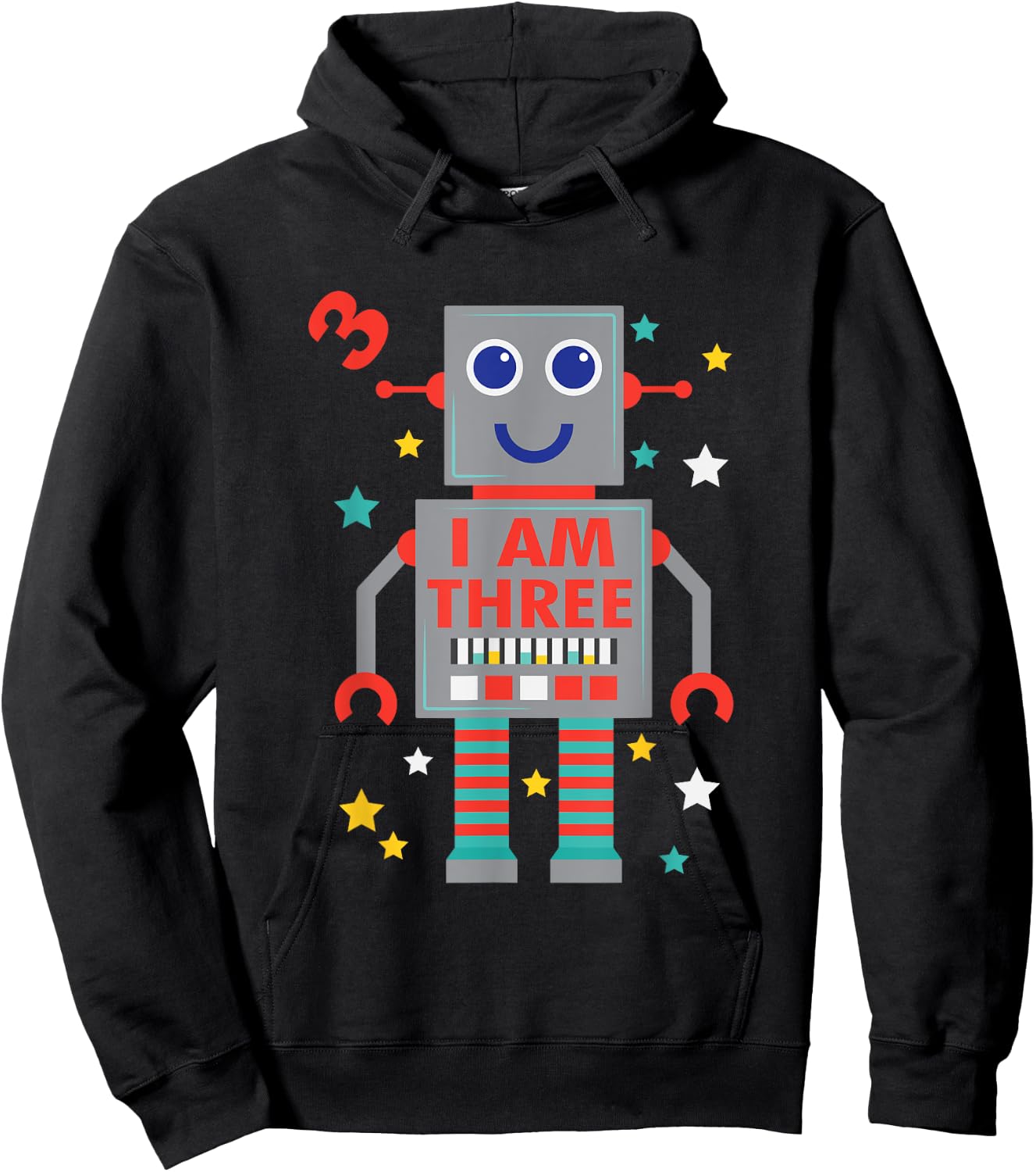 I Am Three Robot Funny Robotics 3 Year Old Birthday Party Hoodie - Hoodie | Black