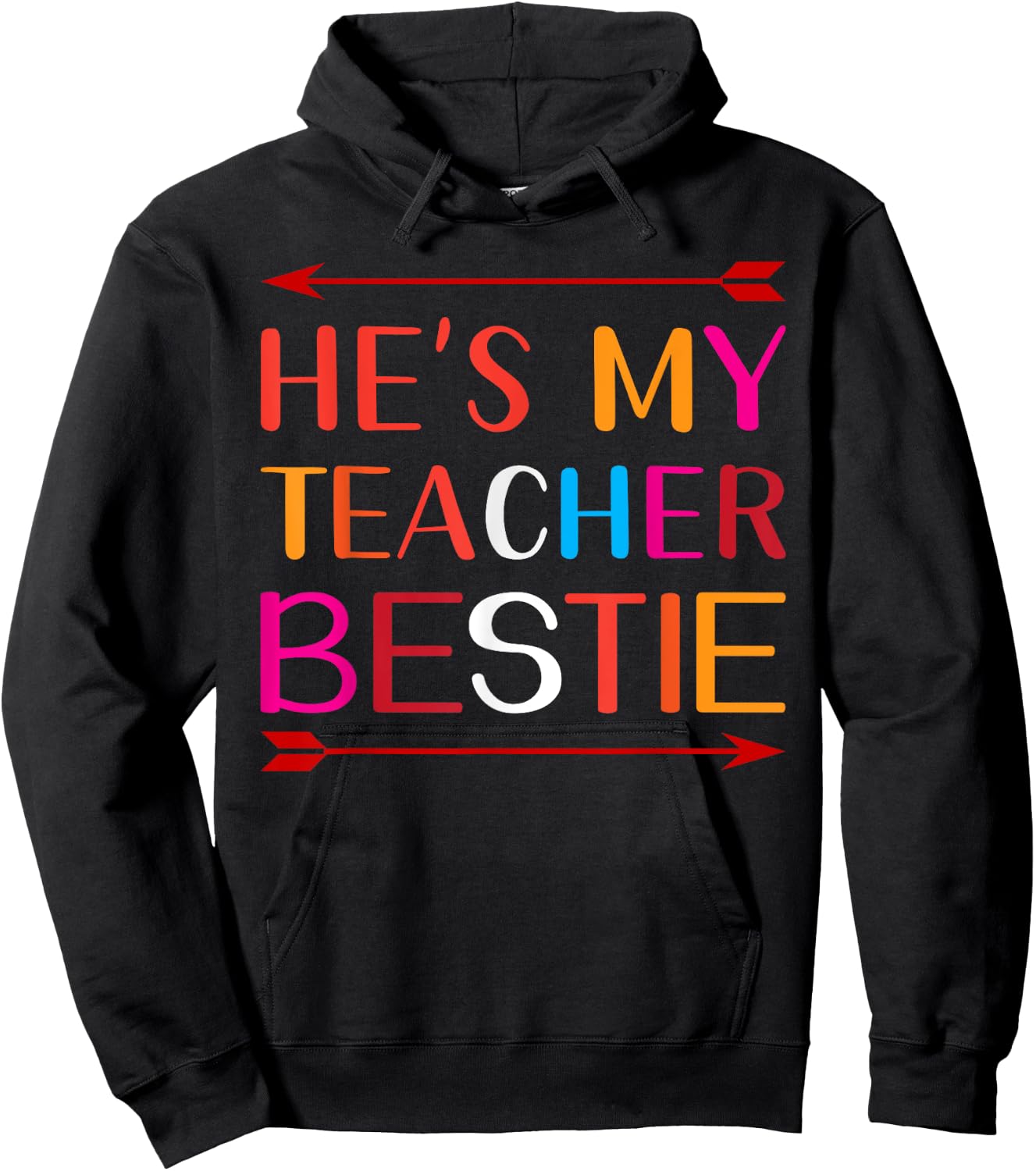 He's My Teacher Bestie Gifts Women Girls Kids Hoodie - Hoodie | Black