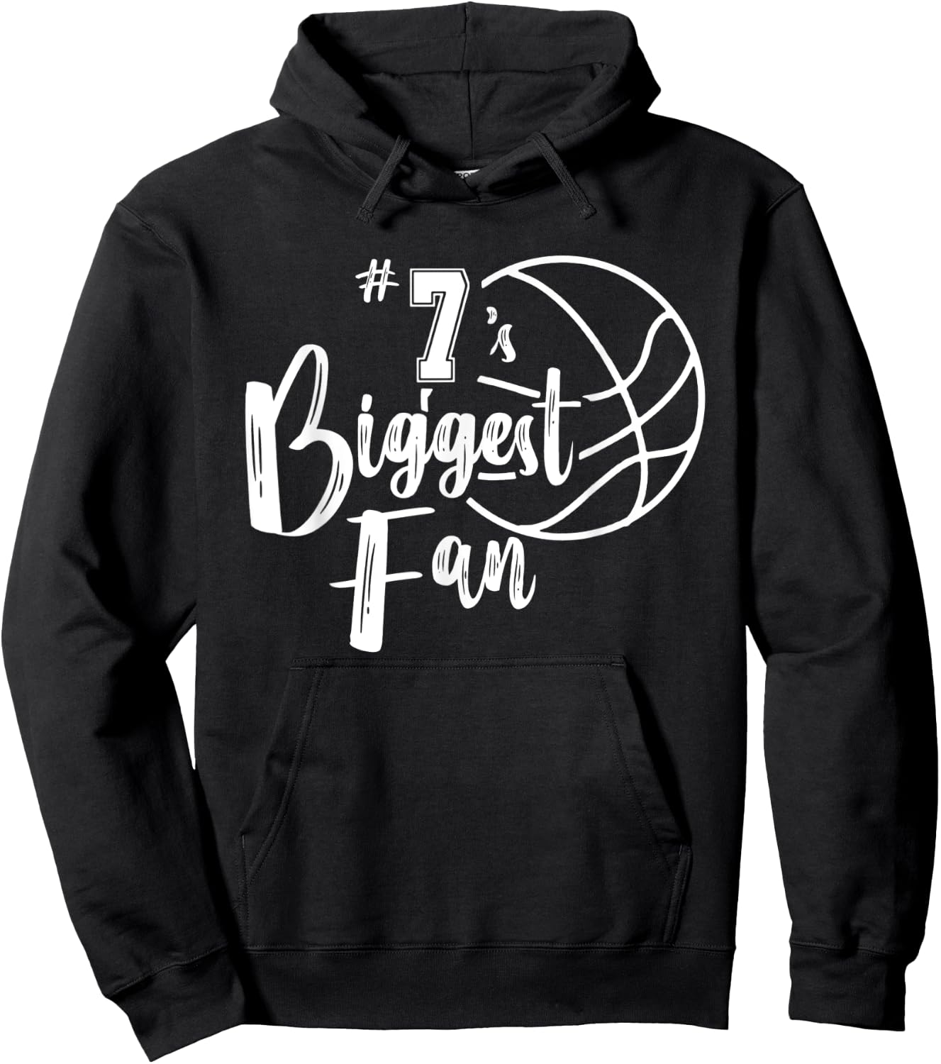 Number 7's Biggest Fan Shirt Basketball Player Mom Dad Hoodie - Hoodie | Black