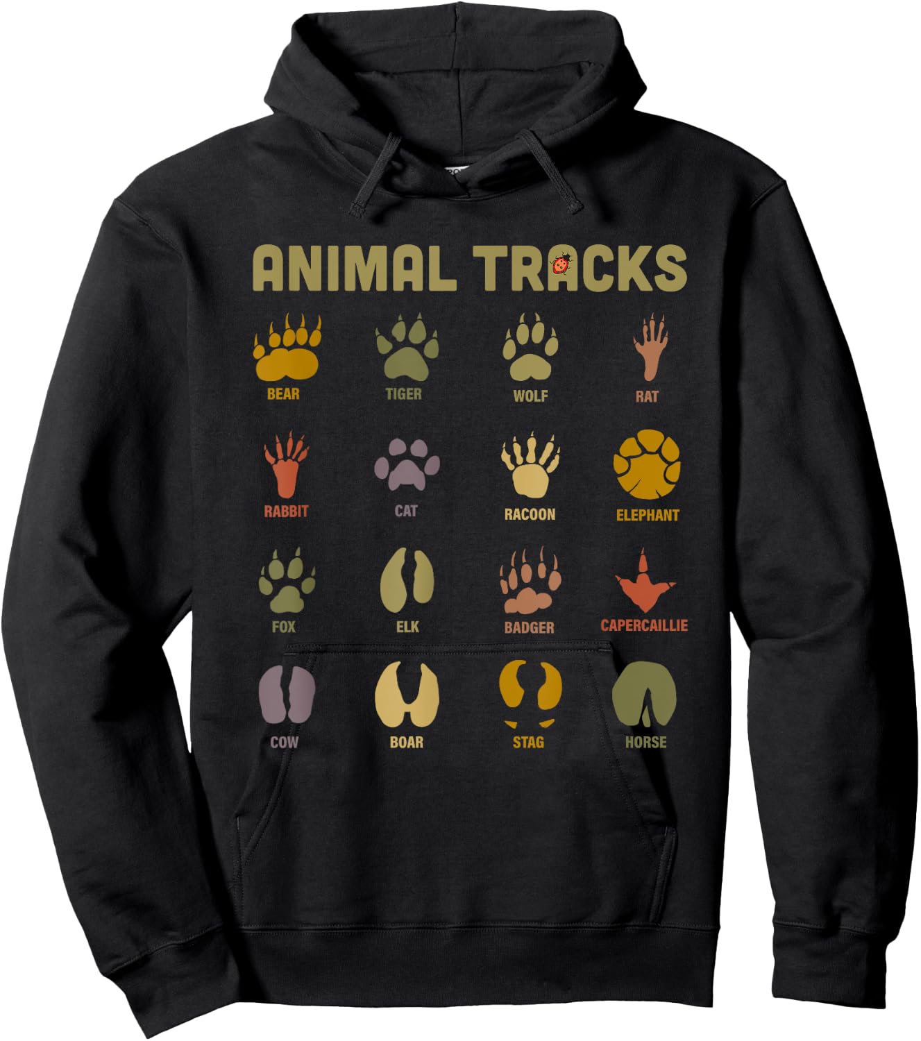 Children's Kids Wild Animal Tracks Childrens Learning Design Hoodie - Hoodie | Black
