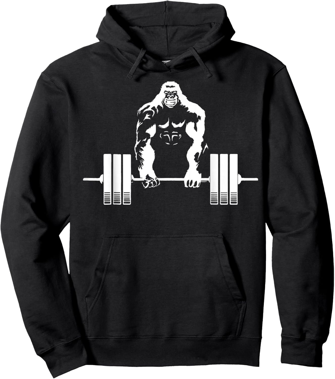 Weightlifting Gorilla Gym - Fitness Gorilla Lifting - Black, , Small, Short Sleeve, Classic Fit, Cotton, Polyester Blend Hoodie - Hoodie | Black