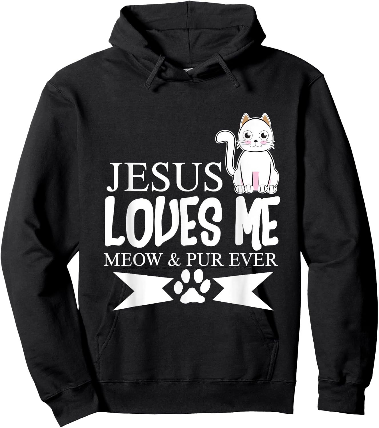 Jesus Loves Me Meow Shirt Christian Youth Gifts Hoodie - Hoodie | Black