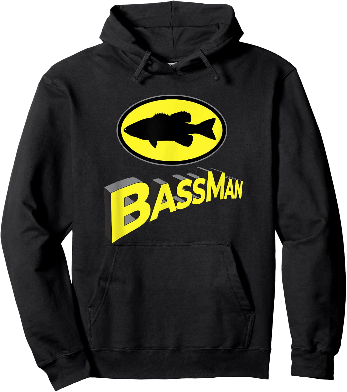 Classic Bass Man Fishing Design Men Superhero Novelty Hoodie - Hoodie | Black