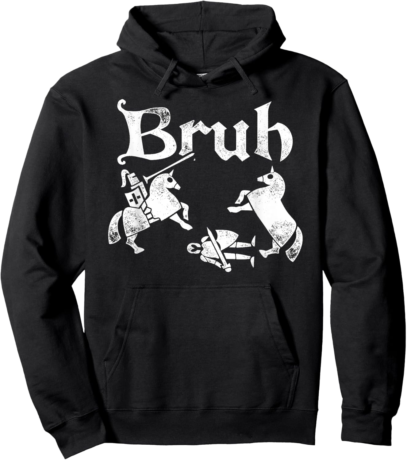 Funny Renfaire Bruh Knight Silhouette Jousting Hoodie - Hoodie | Black