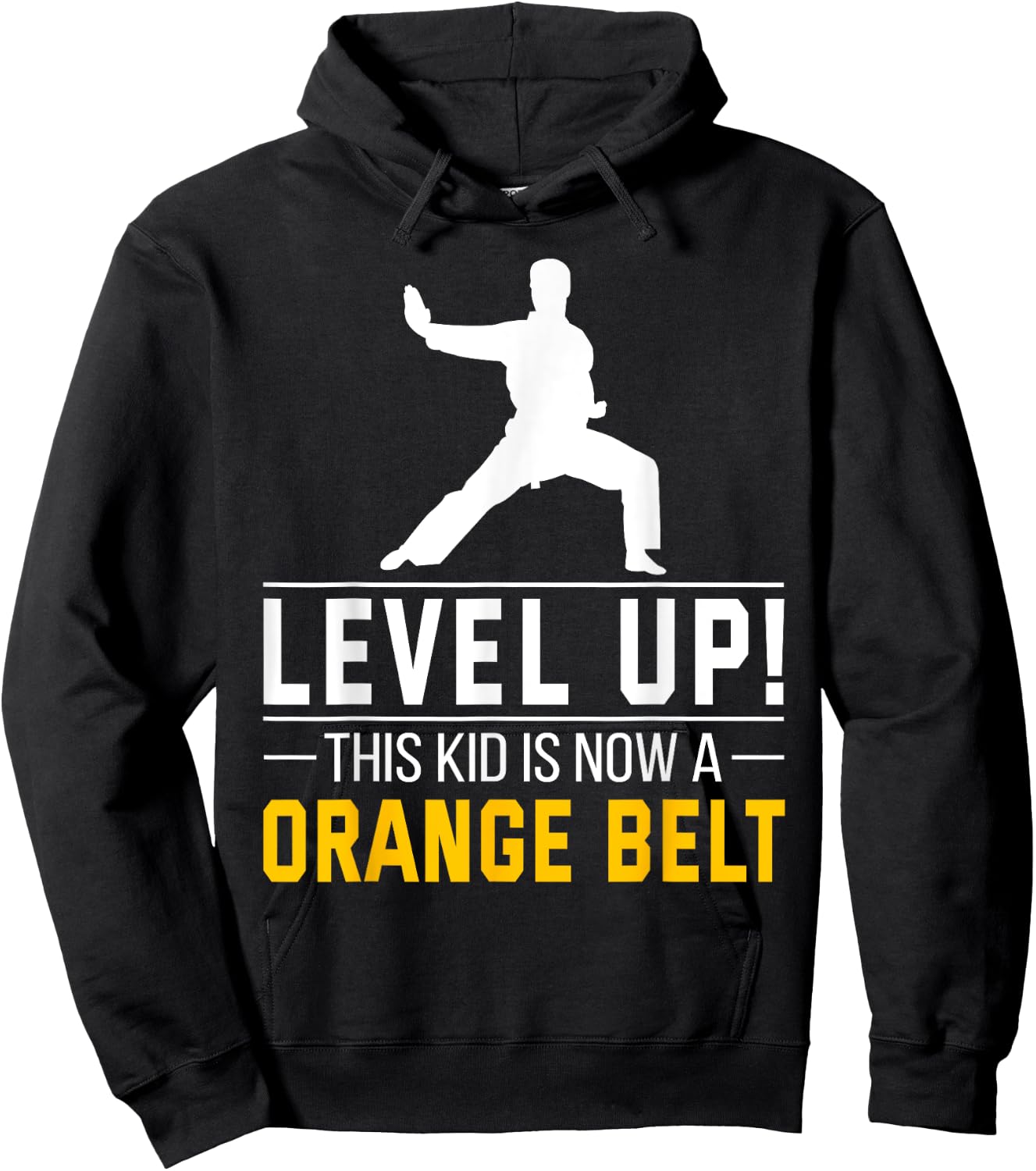 Level Up! This Kid is Now a Orange Belt Karate Award Gift Hoodie - Hoodie | Black