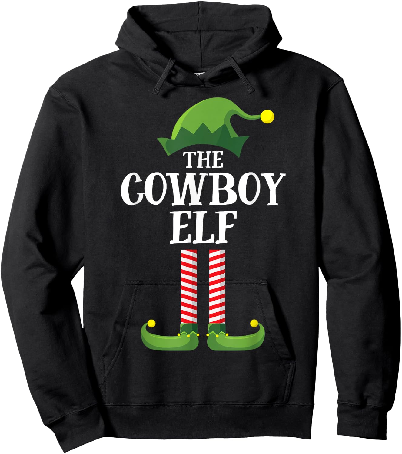 Cowboy Elf Matching Family Group Christmas Party Pyjamas Hoodie - Hoodie | Black