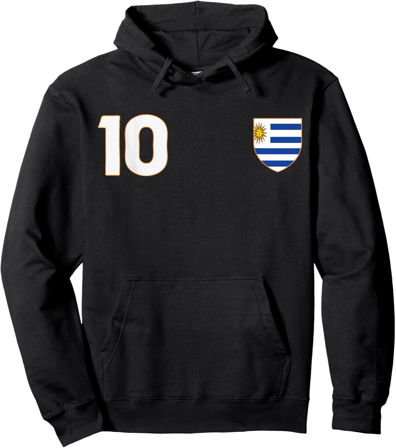 Uruguay Flag Number 10 Shield Emblem National Pride Hoodie - Hoodie | Black