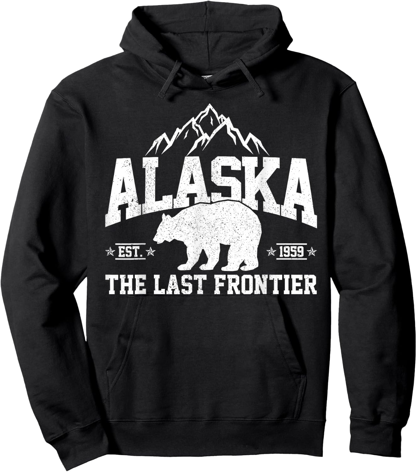 Alaska The Last Frontier EST 1959 Grizzly Bear Mountains Hoodie - Hoodie | Black