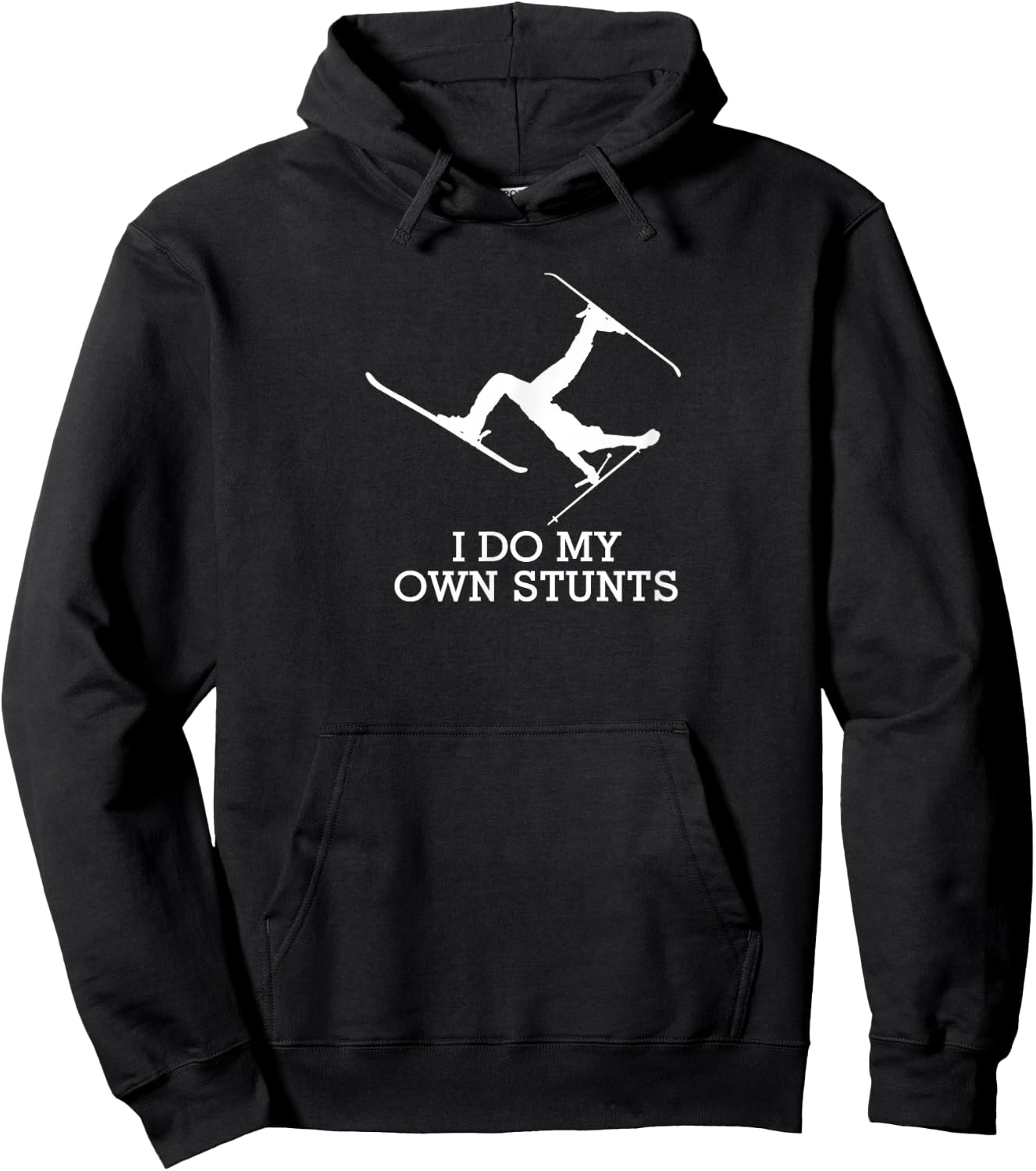 Ski Shirt - I Do My Own Stunts - Funny Skiing - Black, , Short Sleeve, Cotton & Polyester, Size S Hoodie - Hoodie | Black