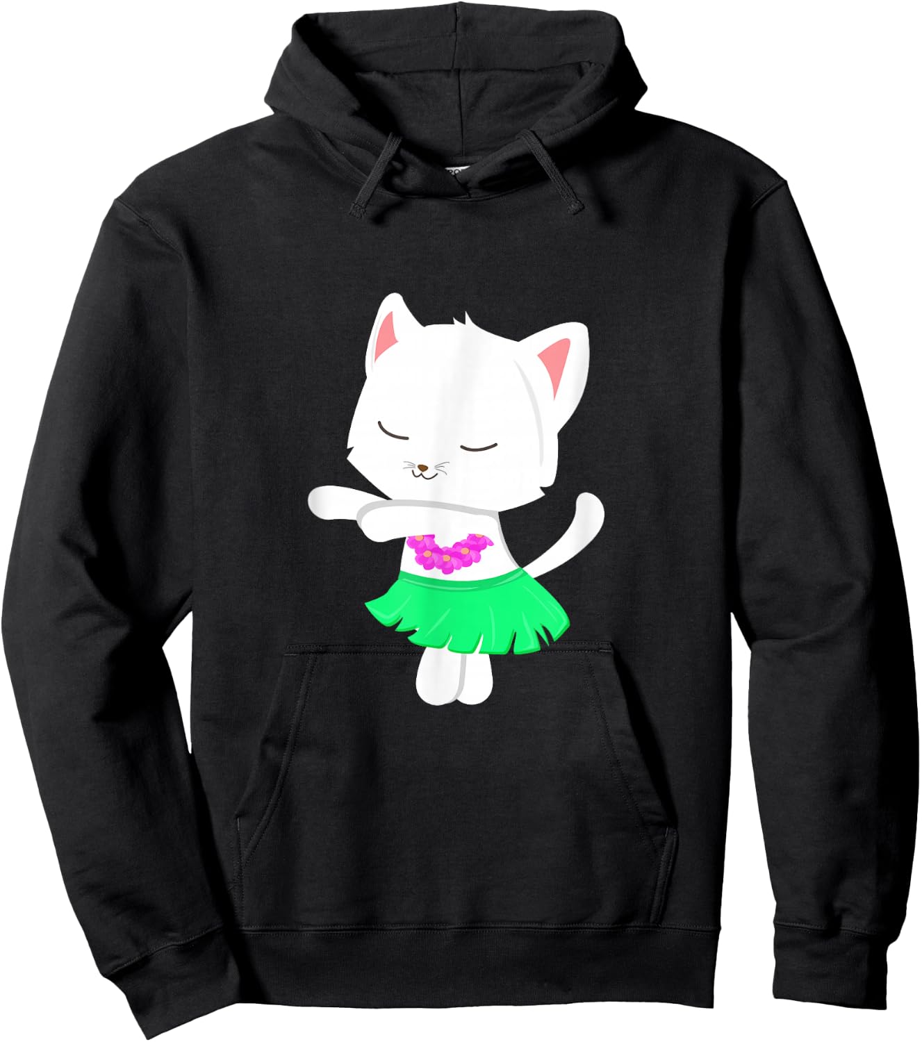 Cat Hawaiian Dance Hula Kitty Men Women Girls Kids Hoodie - Hoodie | Black