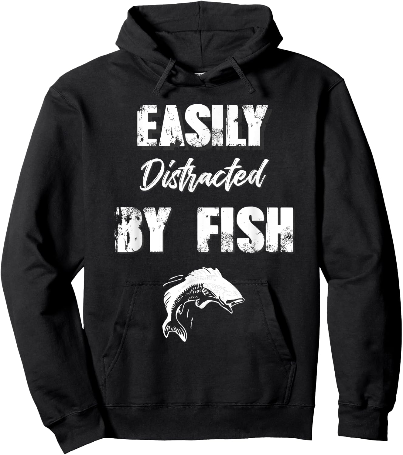 Easily Distracted By Fish Kids Fishing Gift Hoodie - Hoodie | Black