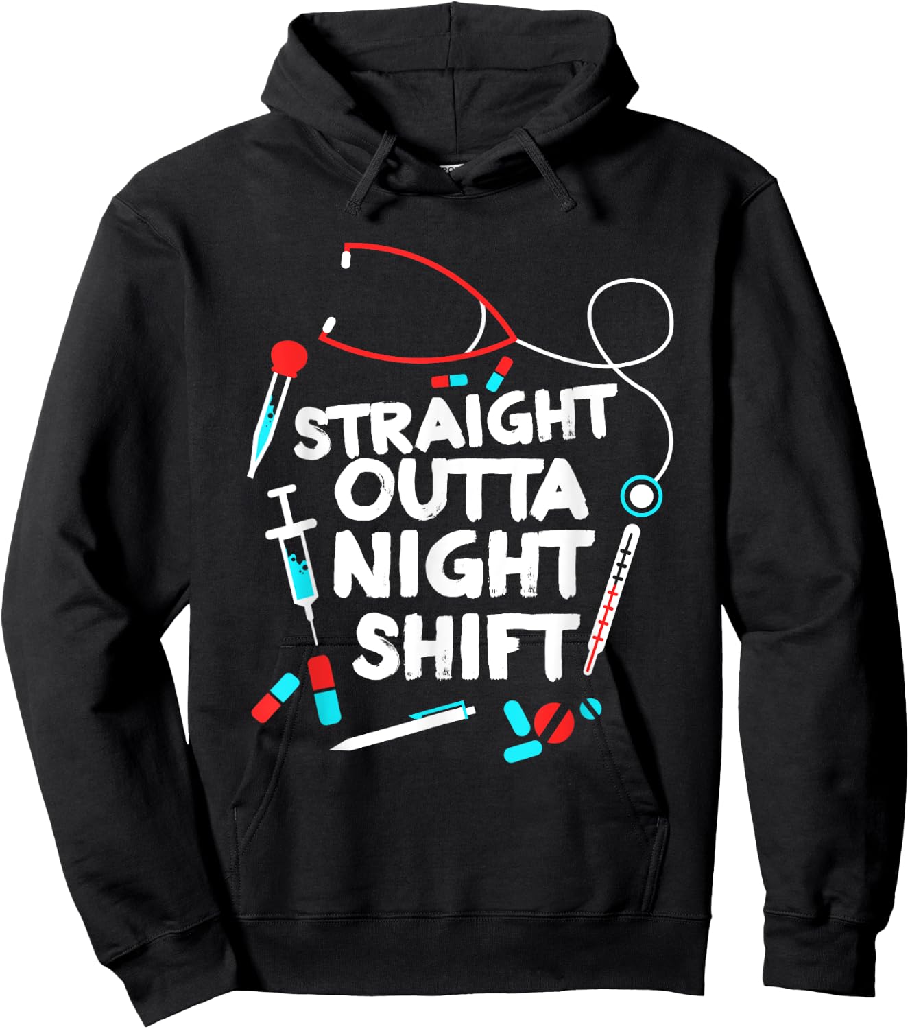 Straight Outta Night Shift - Nurse NightShift Hoodie - Hoodie | Black