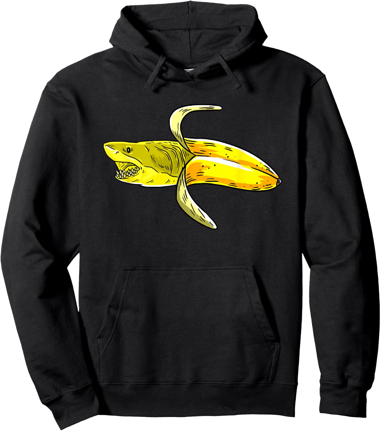 Banana Shark Art Graphic Funny Humor Fruit Pun Lover Gift Hoodie - Hoodie | Black