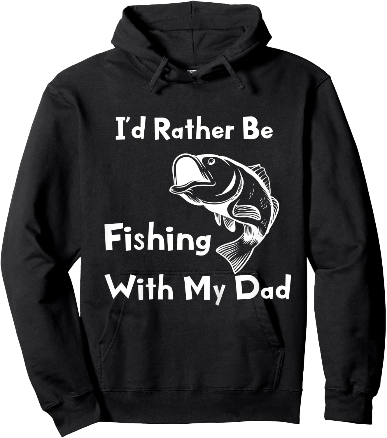 Kids I'd Rather Be Fishing With My Dad Kids Fisherman Hoodie - Hoodie | Black