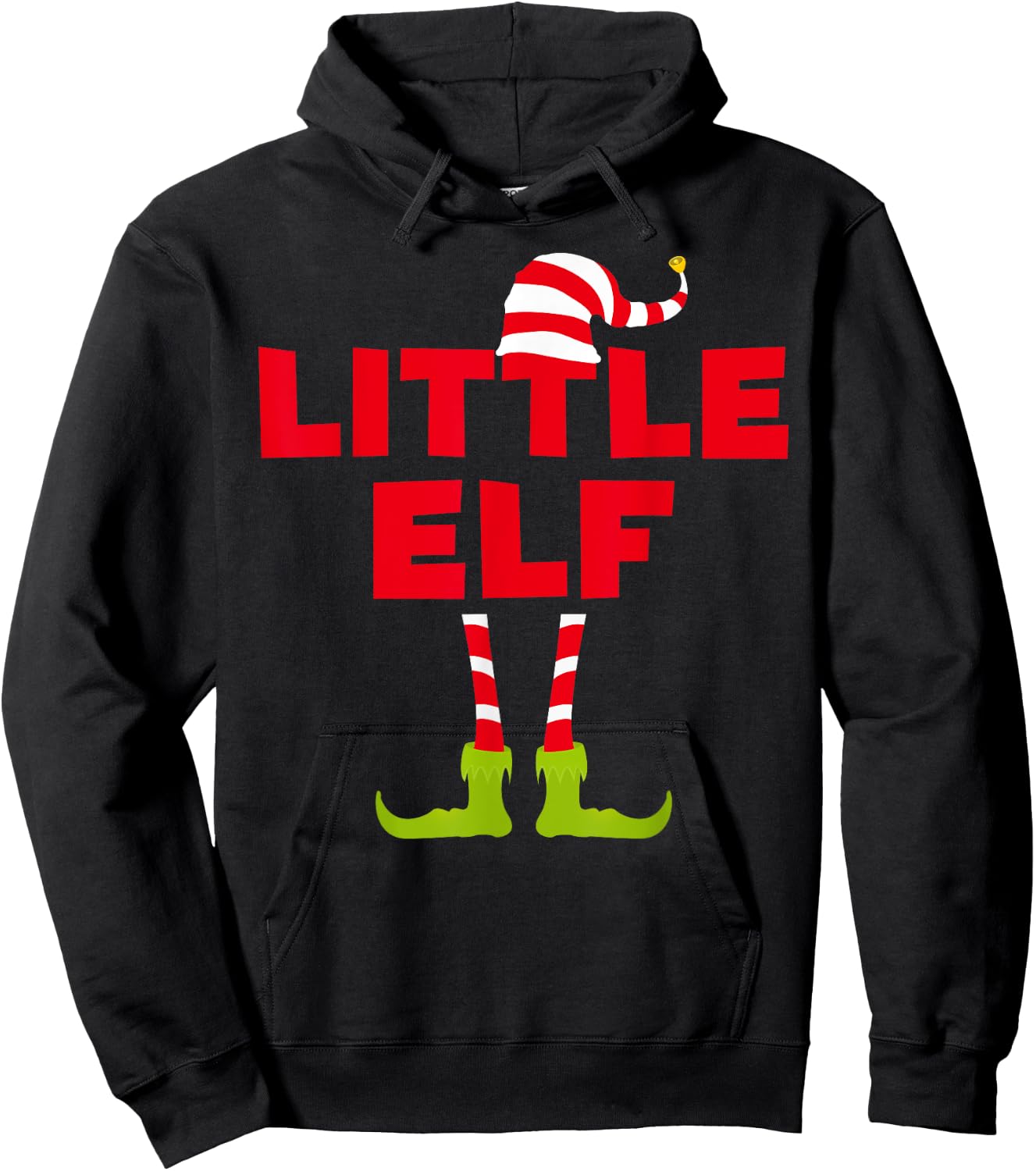 Little Elf Funny Matching Christmas Elf Shirt Hoodie - Hoodie | Black