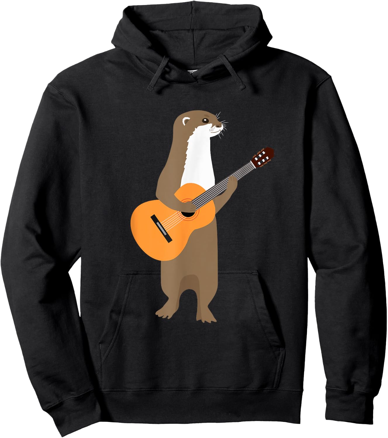 Guitar Otter Shirt Animal Kids Guitarist Gift Men Art Outfit Hoodie - Hoodie | Black