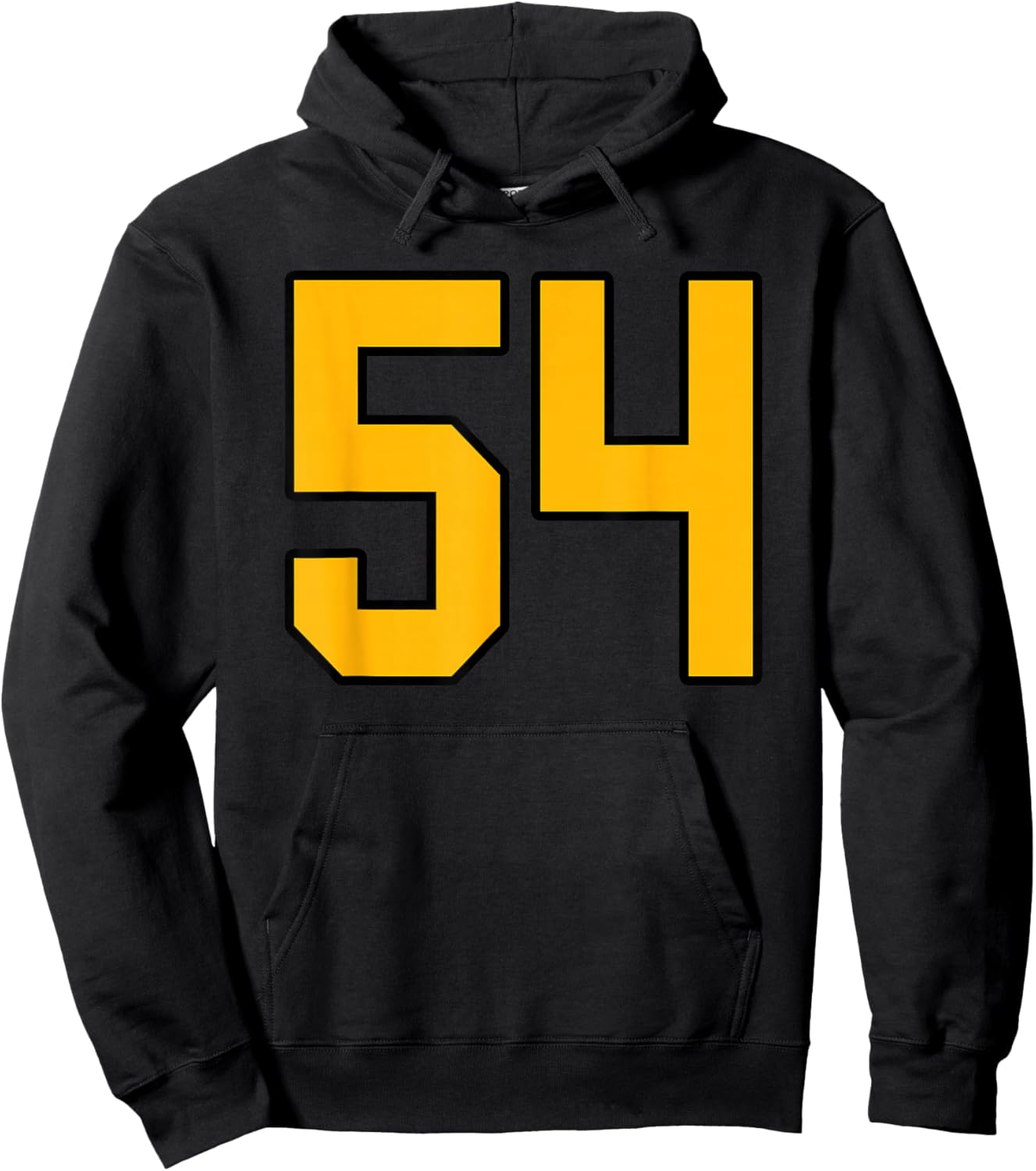 Gold and Black Sports Number 54 Jersey Uniform Player Hoodie - Hoodie | Black