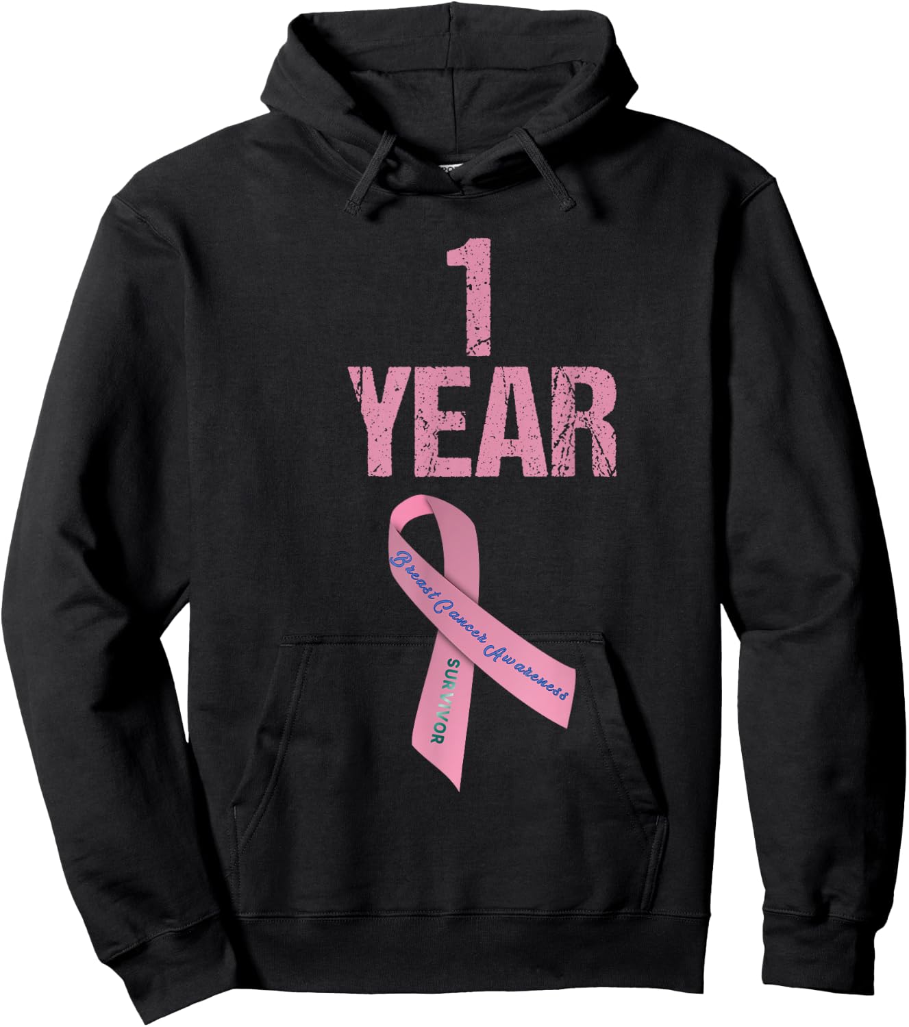 One 1 Years Survivor Breast Cancer Shirt Awareness Present Hoodie - Hoodie | Black