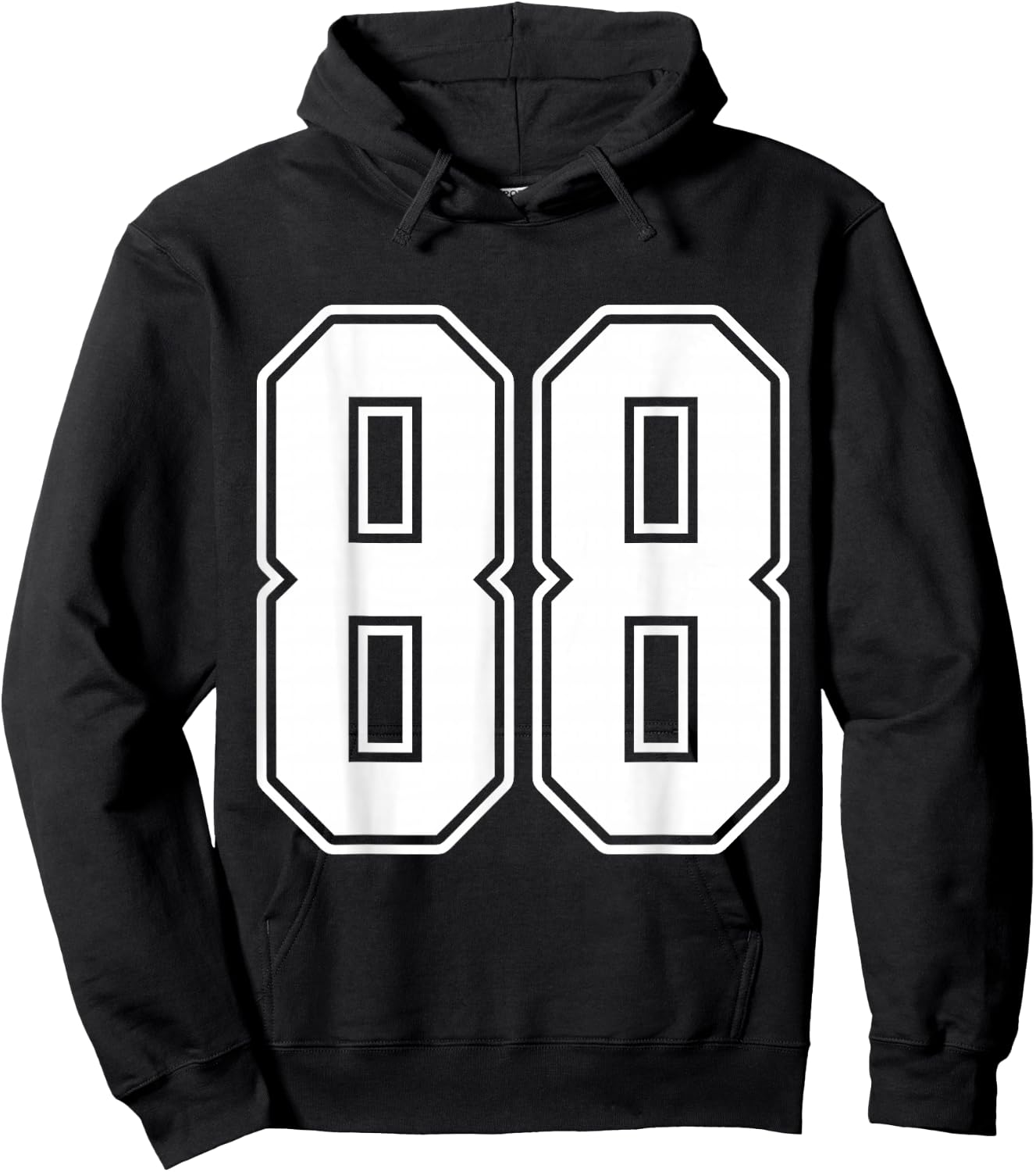 #88 White Outline Number 88 Sports Fan Jersey Style Hoodie - Hoodie | Black