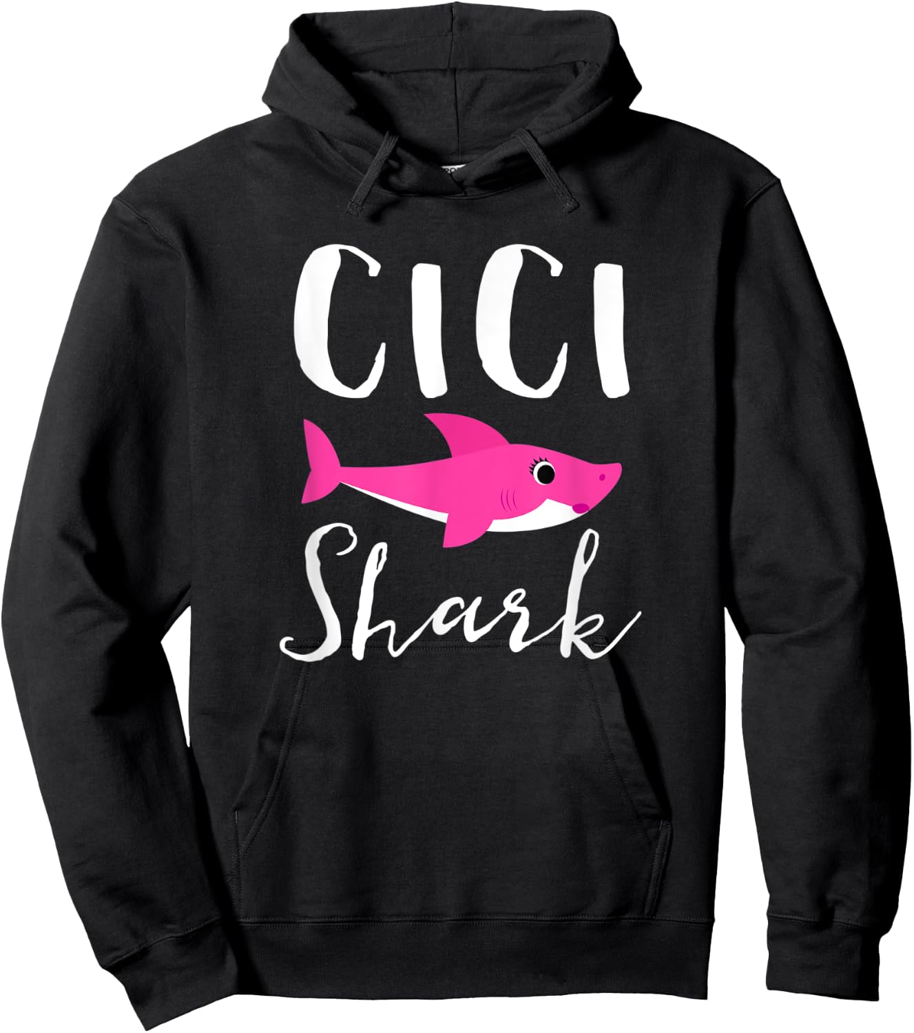 Cici Shark Grandma Grandmother Pink Shark Graphic Hoodie - Hoodie | Black