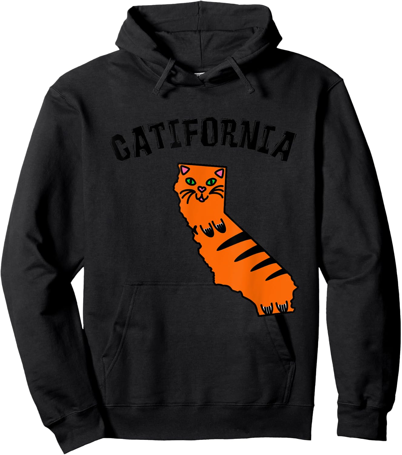 Catifornia California Map Silhouette Cute Cat Funny Kitty Women Kids Hoodie - Hoodie | Black