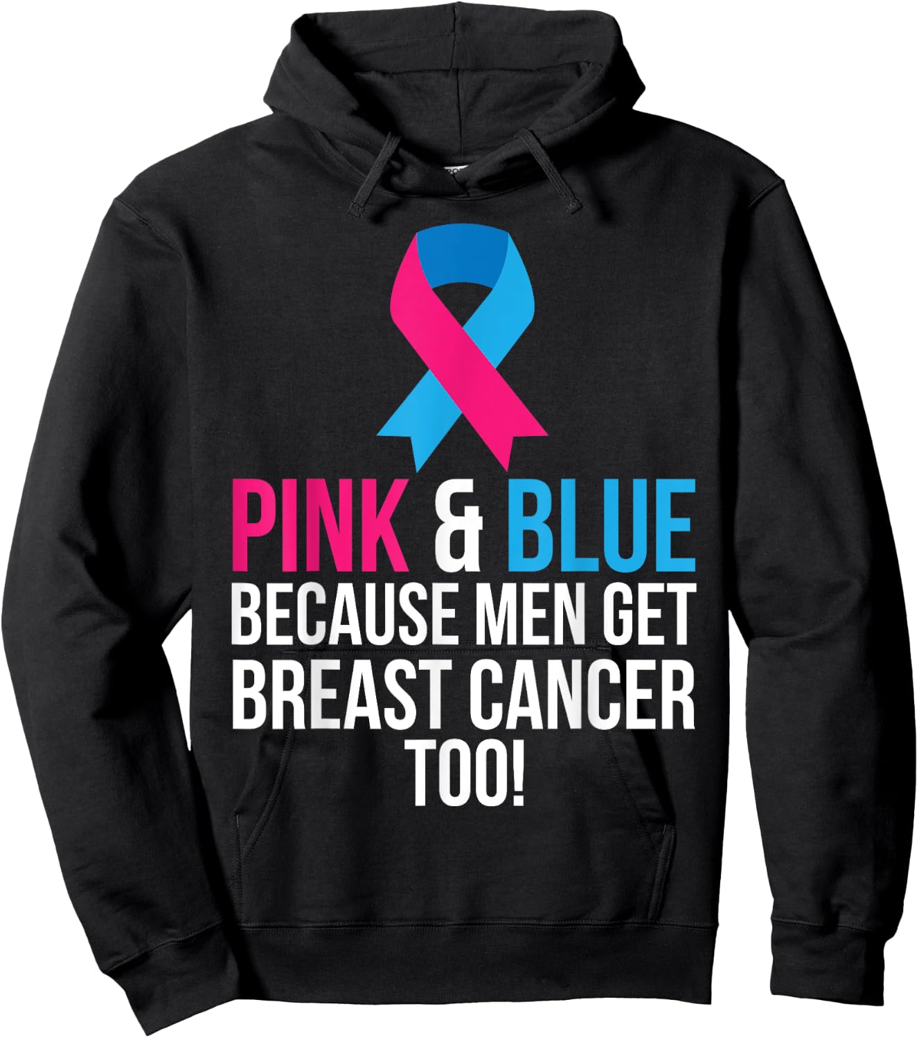 Pink And Blue Men Breast Cancer Awareness Shirt Hoodie - Hoodie | Black