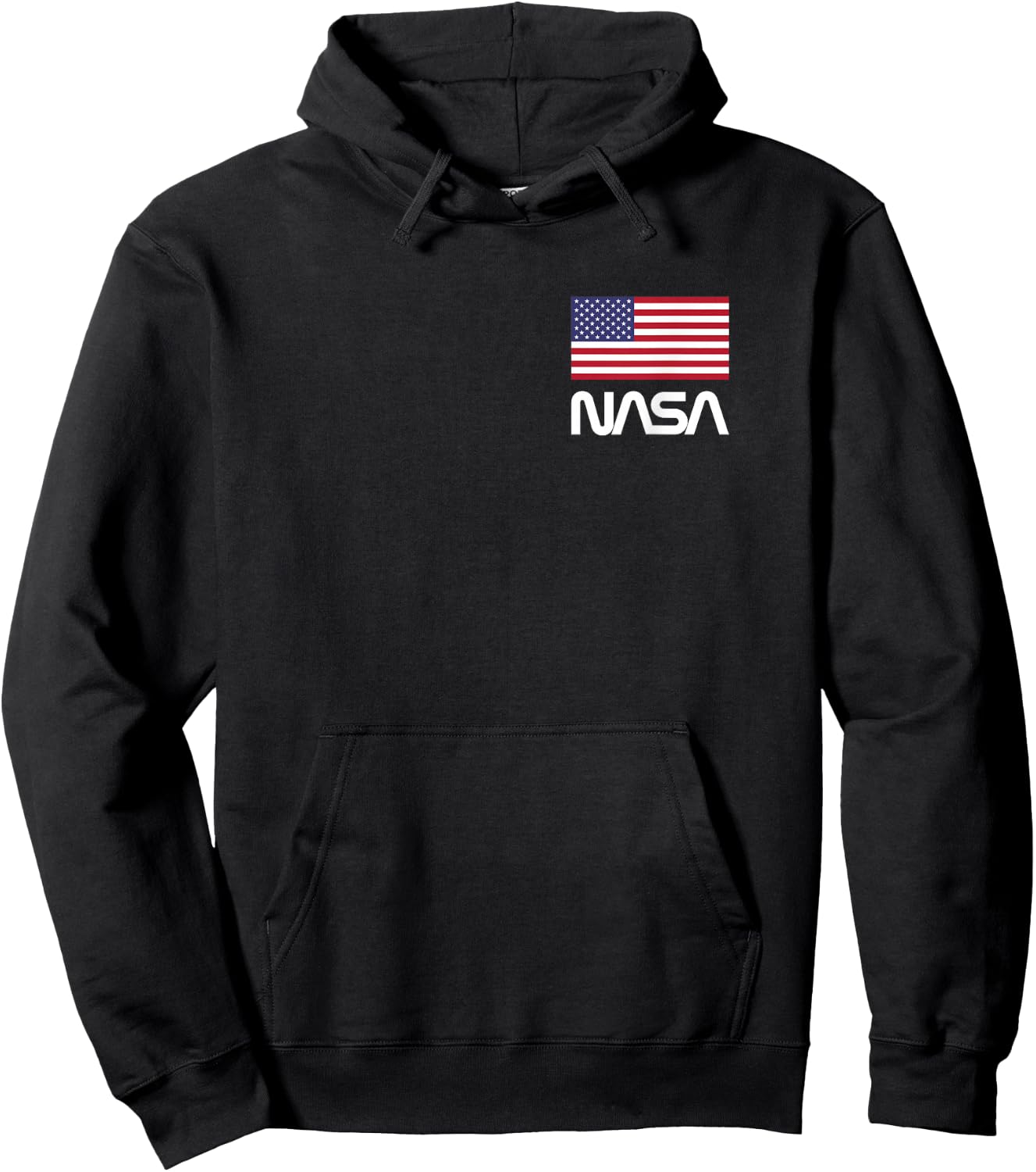 NASA Retro Logo T Shirt with American Flag Hoodie - Hoodie | Black