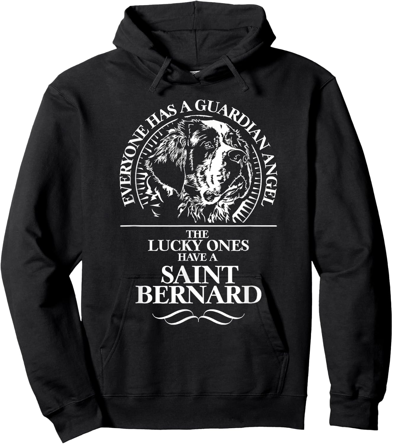 Proud Saint Bernard Guardian Angel Shirt dog Women Kids Hoodie - Hoodie | Black