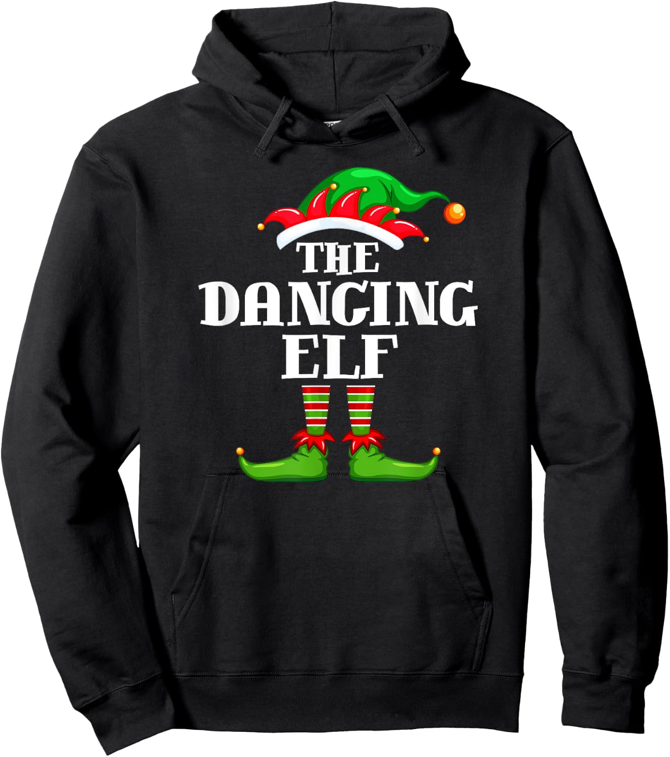 Dancing Elf Matching Family Group Christmas Party Pyjamas Hoodie - Hoodie | Black