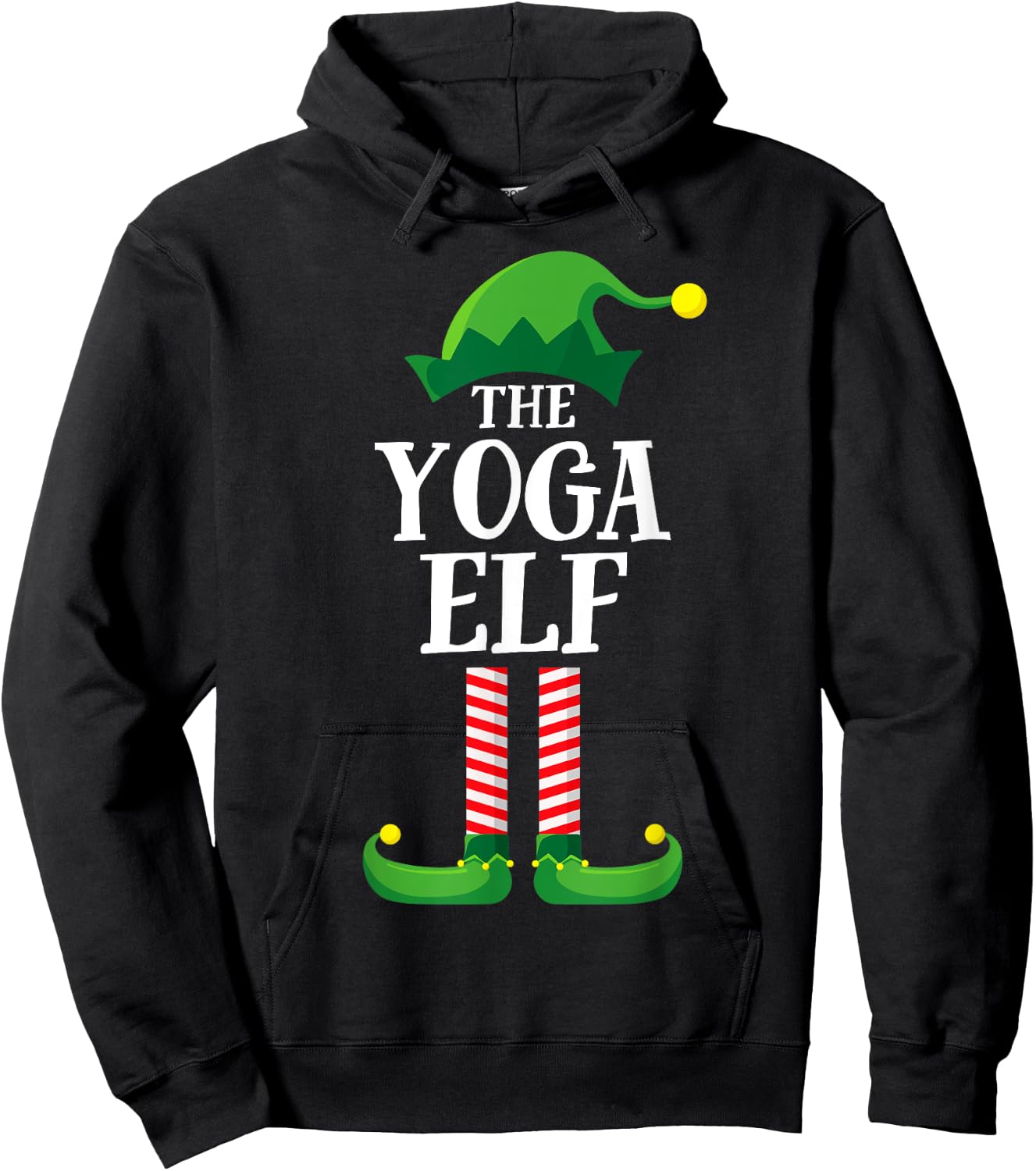 Yoga Elf Matching Family Group Christmas Party Hoodie - Hoodie | Black