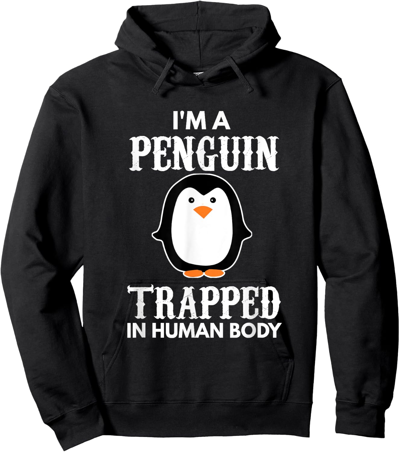 Funny Animal Designs For Kids, Men And Women I'm A Penguin Trapped In Human Body Penguin Bird Kids Black Cartoon Hoodie - Hoodie | Black