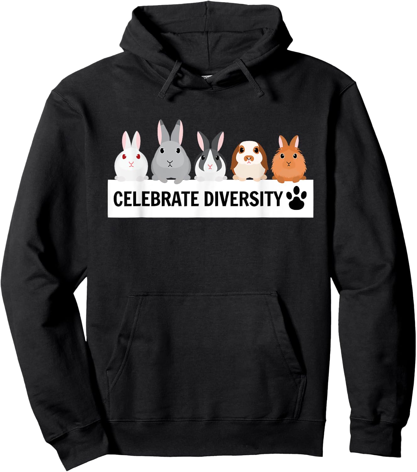 Celebrate Diversity Cute Pet Bunny Shirt for Rabbit Lovers Hoodie - Hoodie | Black