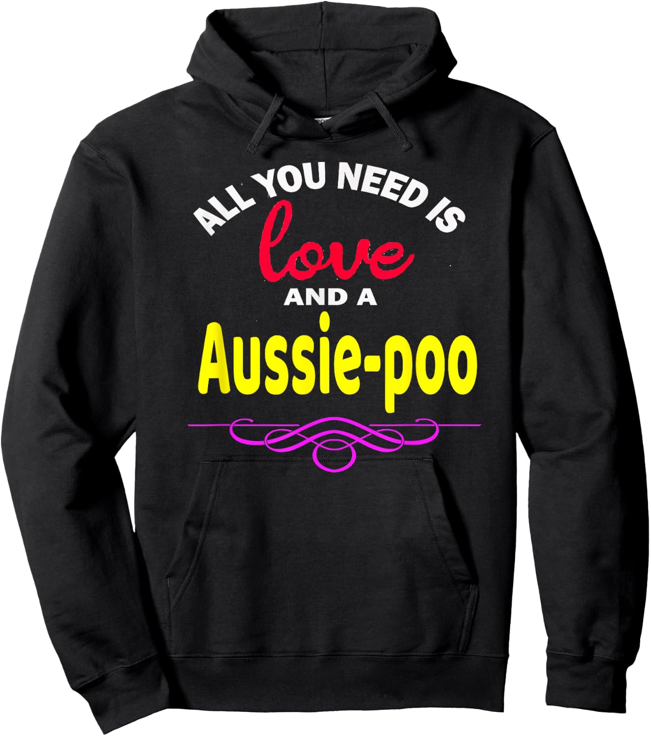 Aussie-poo Dog Shirt Love Poodle + Australian Shepherd = Hoodie - Hoodie | Black