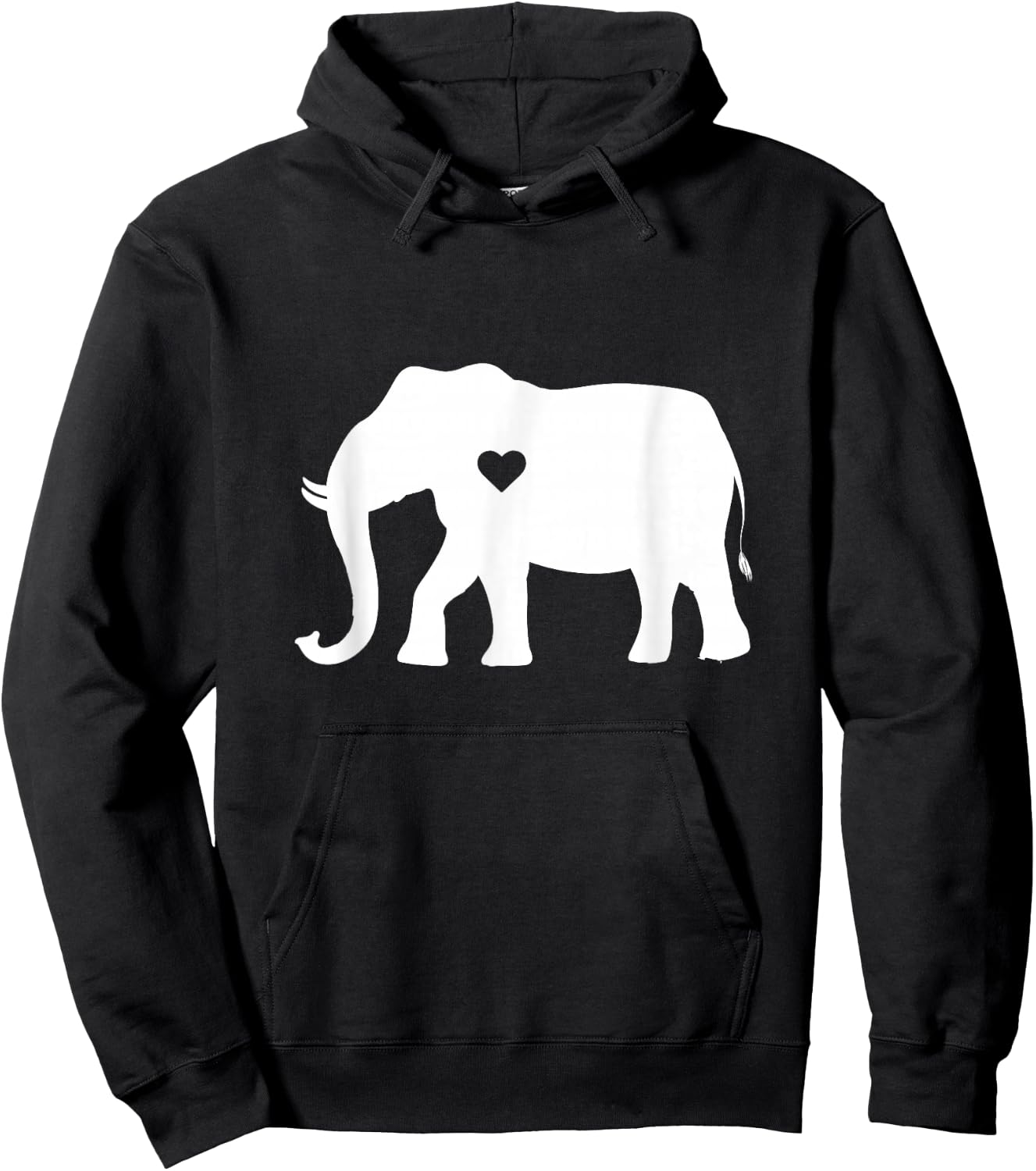 Love Elephant Heart Silhouette Gift Hoodie - Hoodie | Black