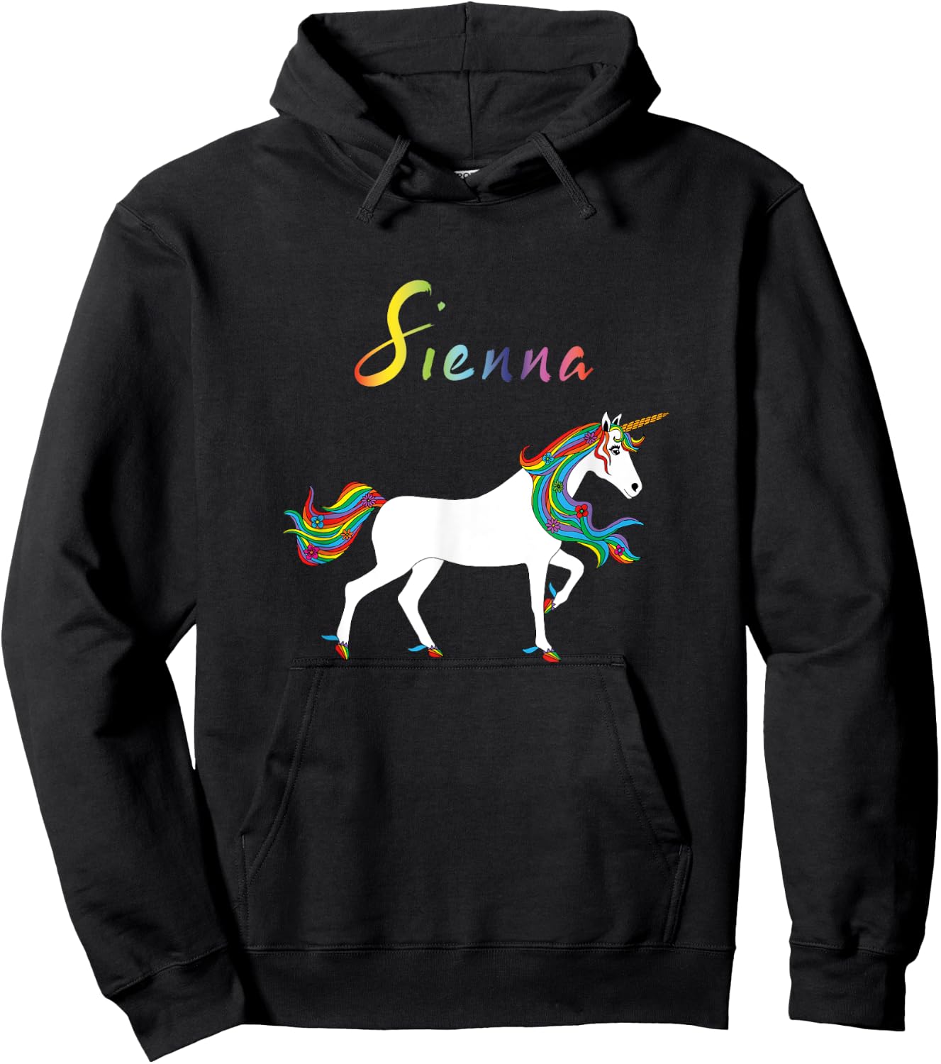 Sienna Personalized First Name Unicorn Hoodie - Hoodie | Black