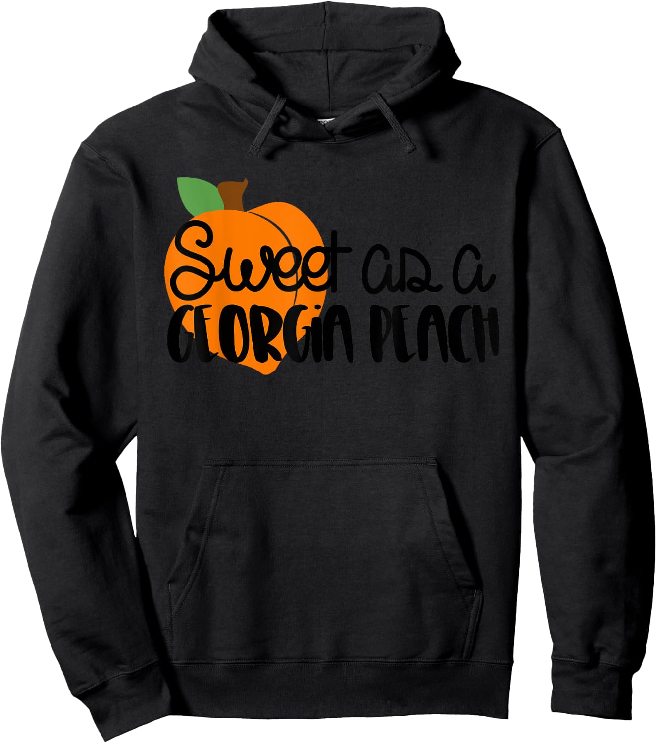 Sweet as a Georgia Peach t shirt with bright peach Hoodie - Hoodie | Black