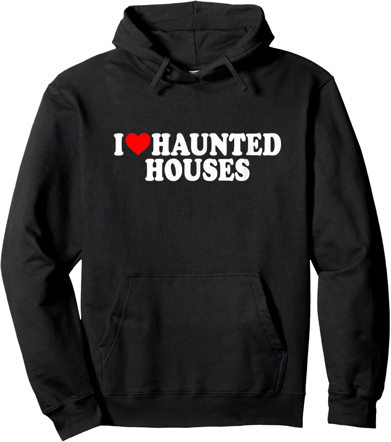 I Love Heart Haunted Houses Minimalist Halloween Scary Movie Hoodie - Hoodie | Black